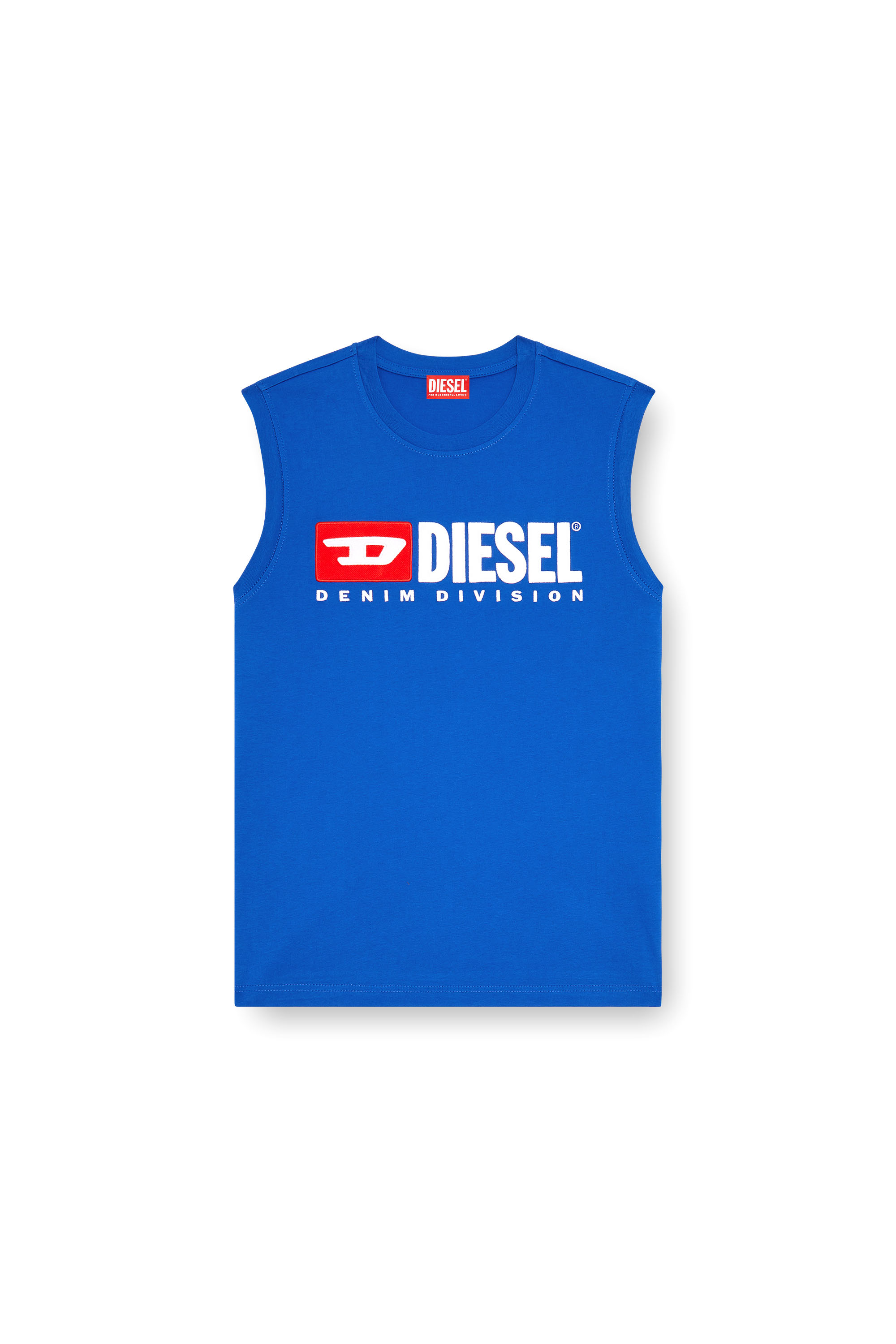 Diesel - T-ISCO-DIV, Man's Tank top with chest logo print in Blue - 4