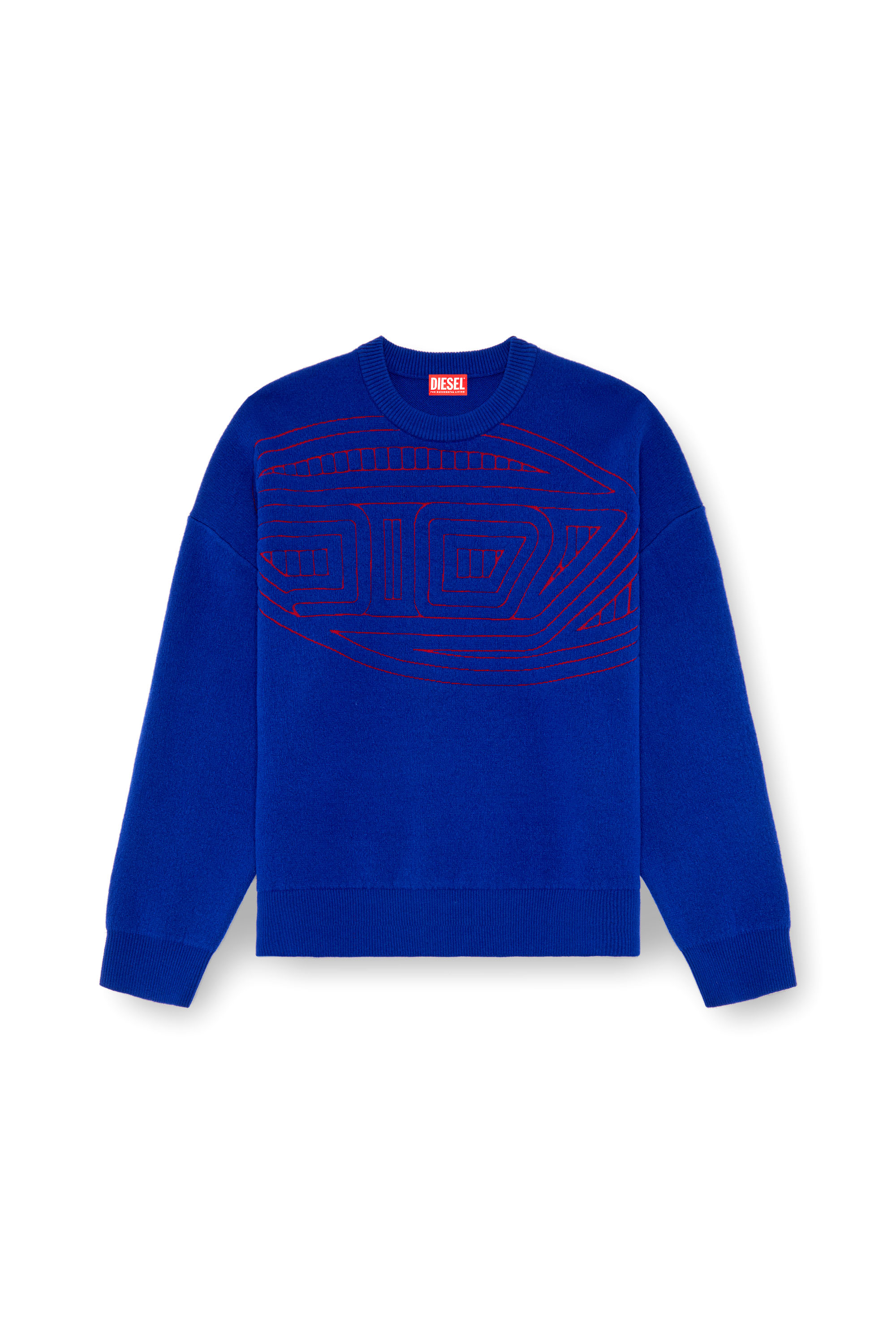 Diesel - K-RATIO, Man's Wool-blend jumper with graphic logo in Blue - 5