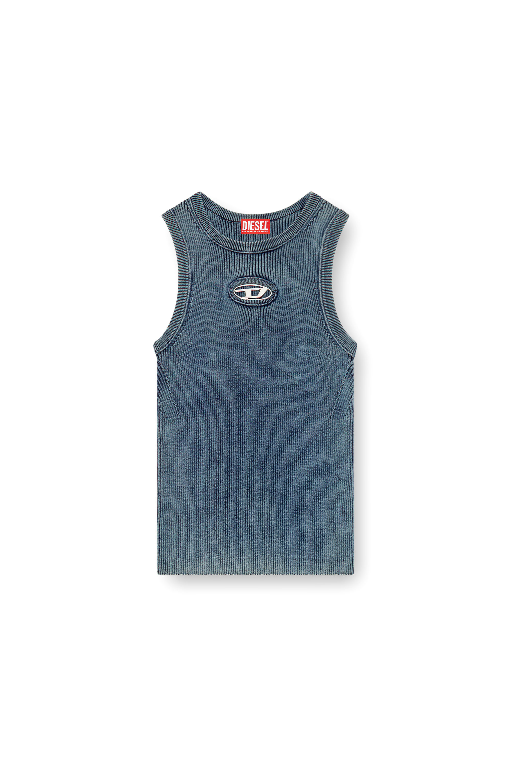 Diesel - M-ANCHOR-A-SL, Woman's Rib-knit tank top with Oval D in Dark Blue - 5