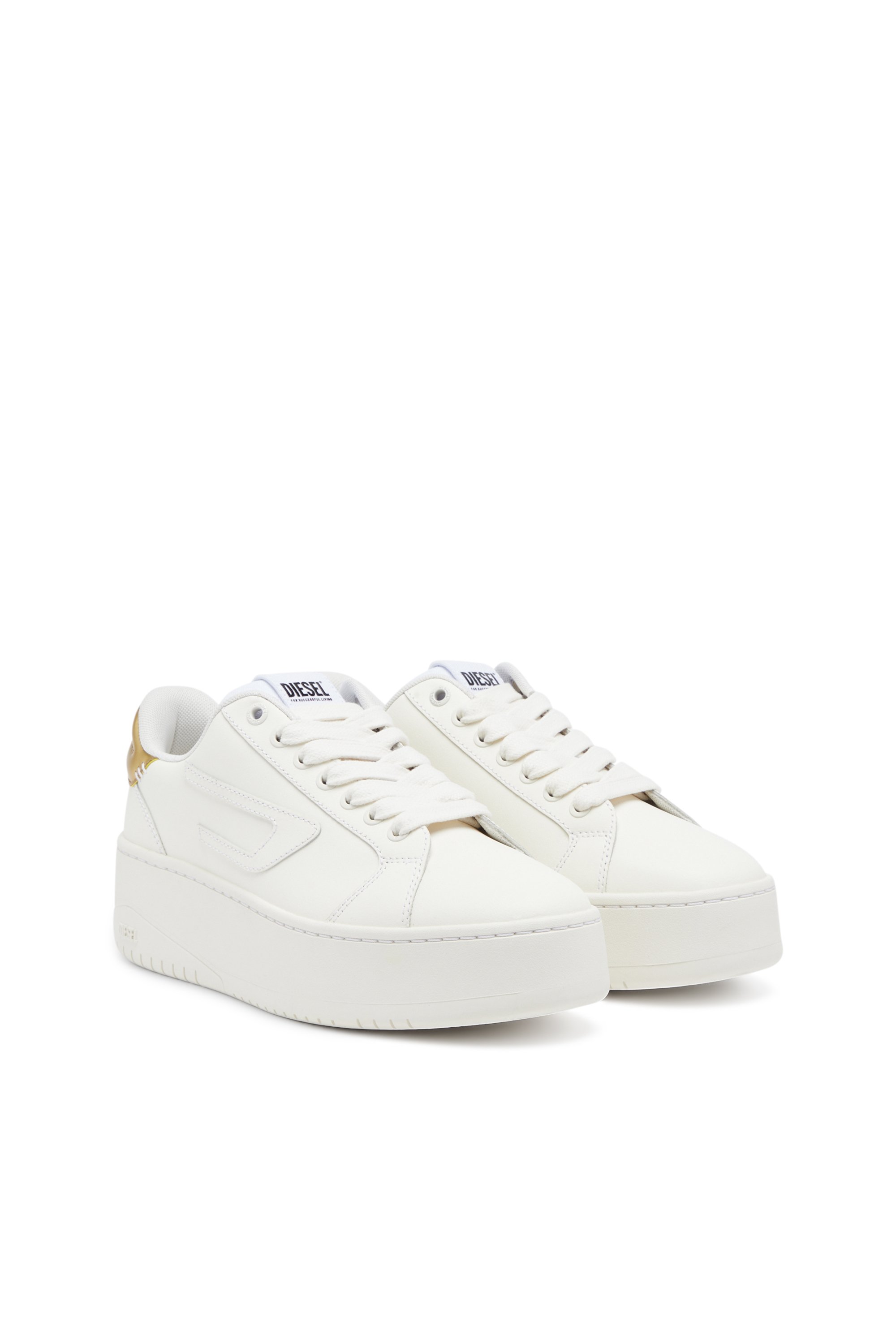 Diesel - S-ATHENE BOLD W, Woman's S-Athene Bold-Low-top sneakers with flatform sole in Gold/White - 2