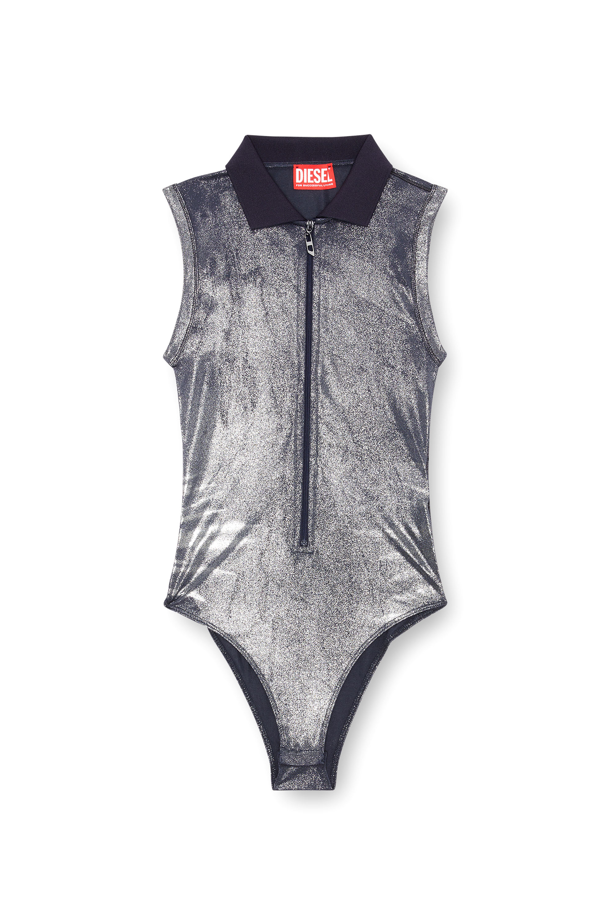 Diesel - T-BERRY, Woman's Metallic bodysuit with polo collar in Blue - 5