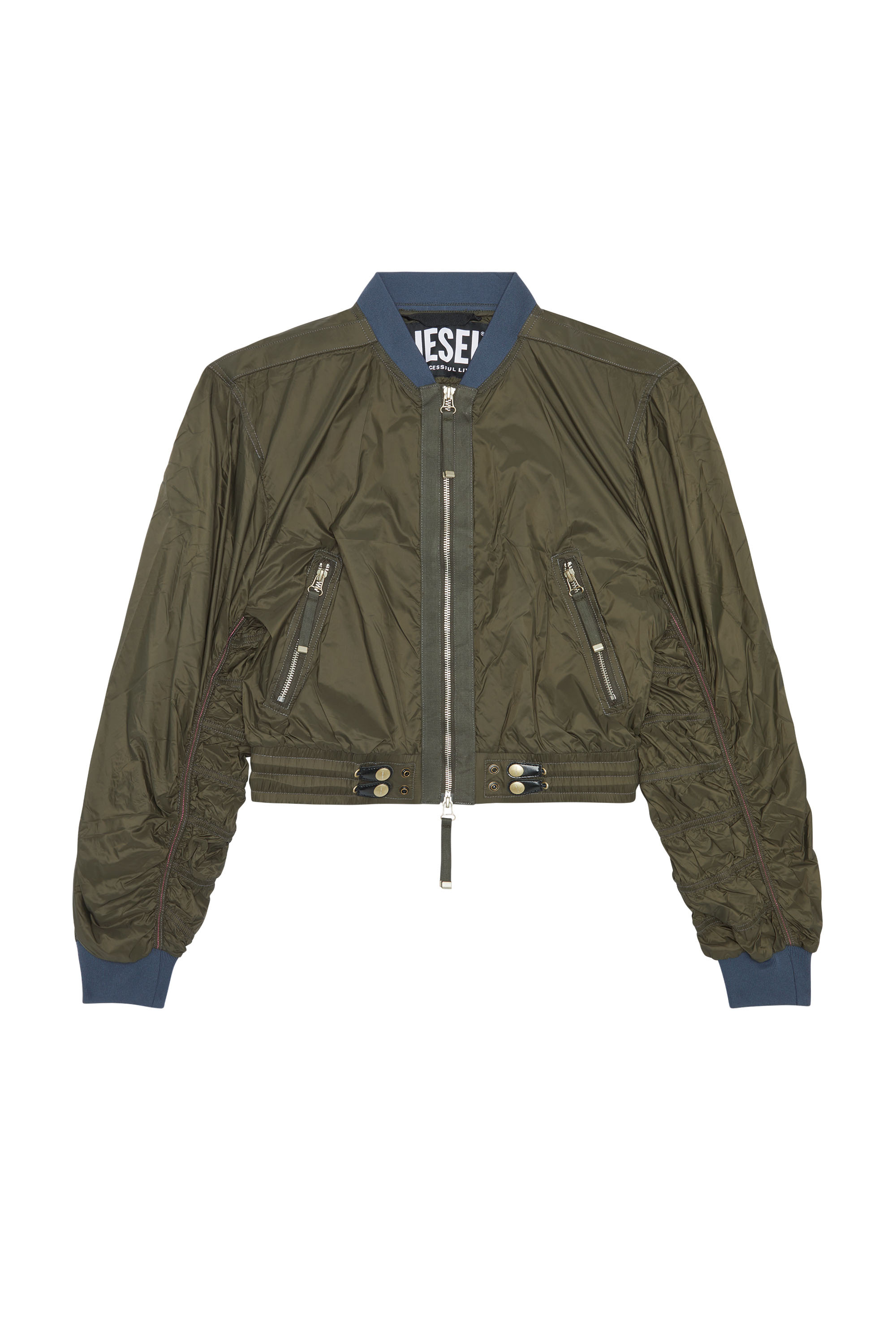 Diesel - G-NOAK, Woman's Bomber jacket in light nylon in Dark Green - 5