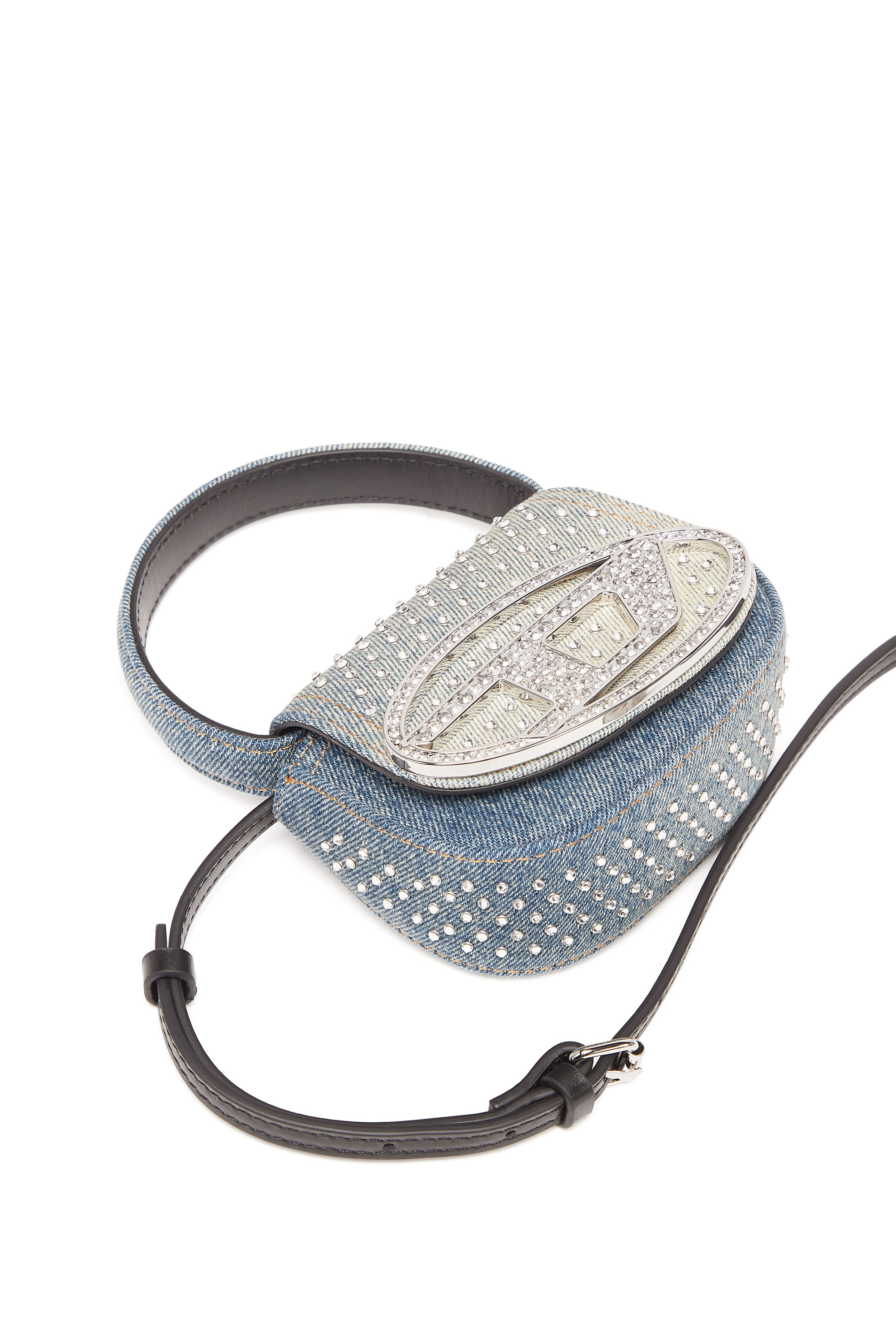 Diesel - 1DR XS, Woman's 1DR XS - Iconic mini bag in denim and crystals in Light Blue - 5