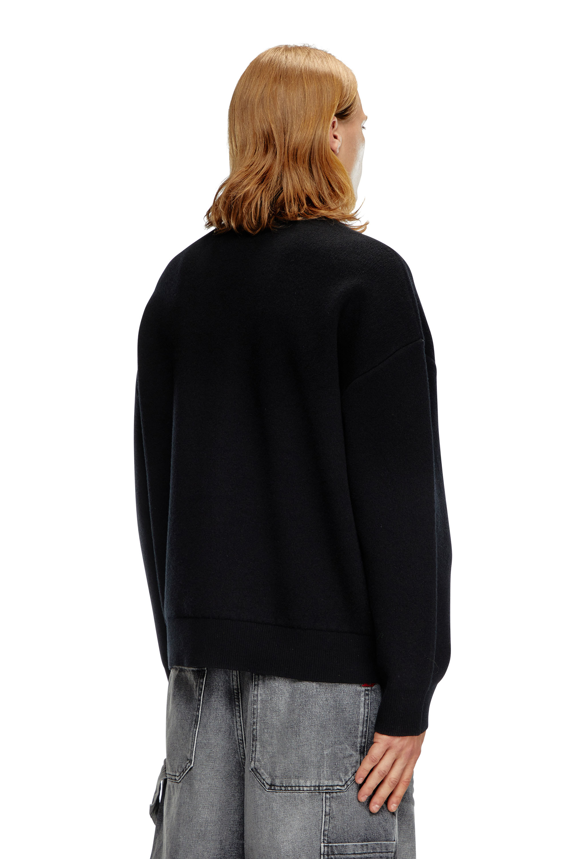 Diesel - K-RALUS, Man's Wool-blend zip sweater with graphic logo in Black - 3