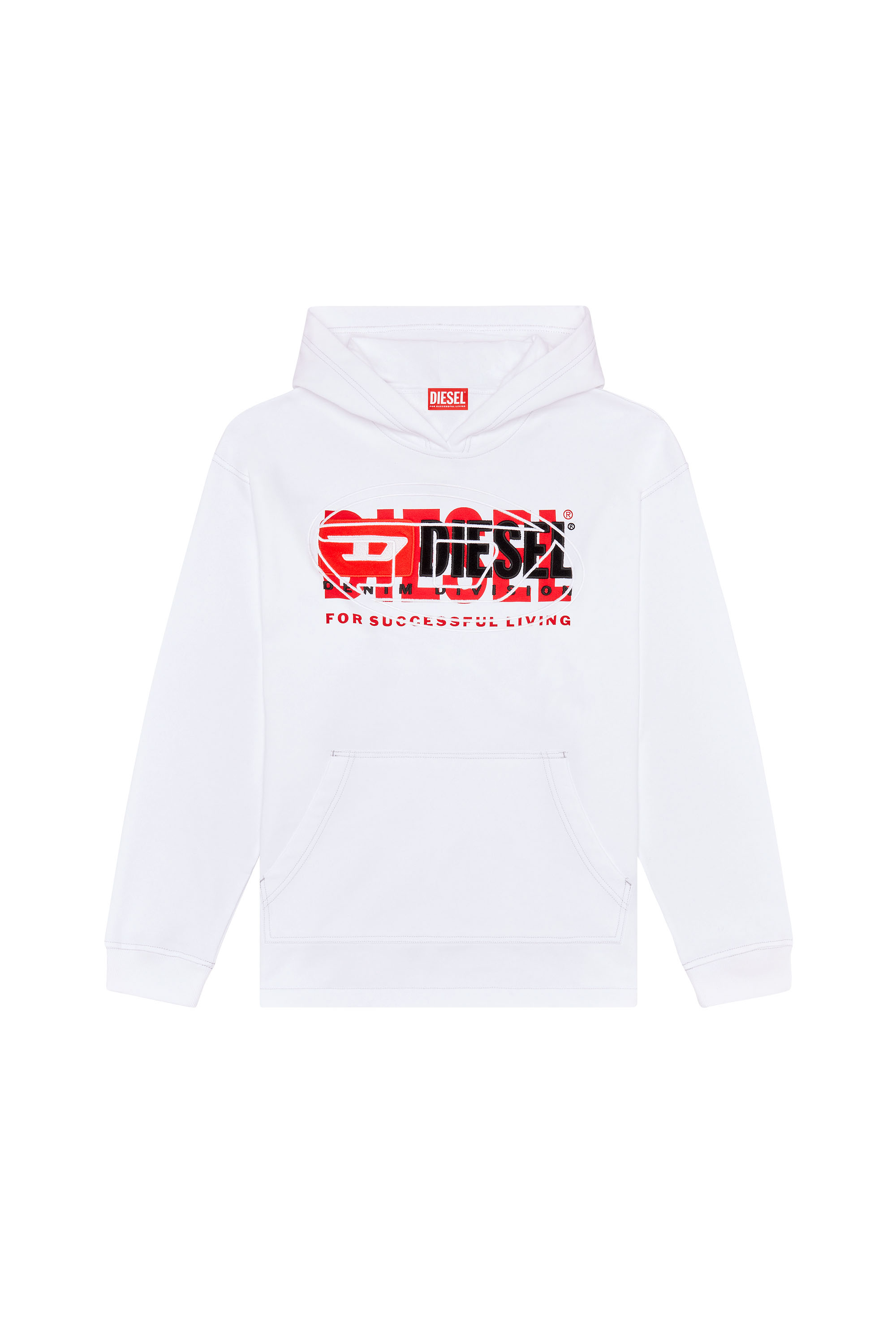 Diesel - S-BAXT-HOOD, Man's Hoodie with layered logos in White - 4