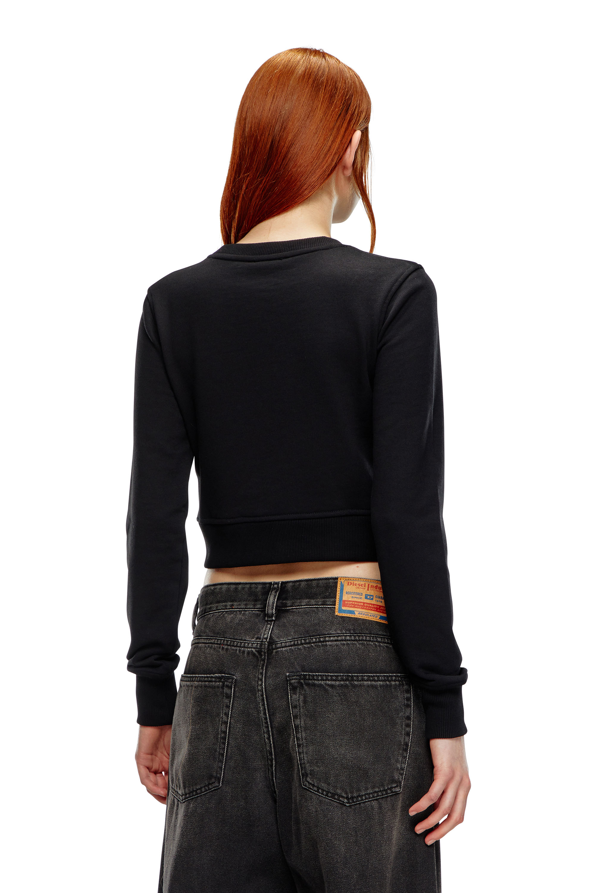 Diesel - F-SLIMMY-OD, Woman's Cropped sweatshirt with cut-out logo in Black - 2