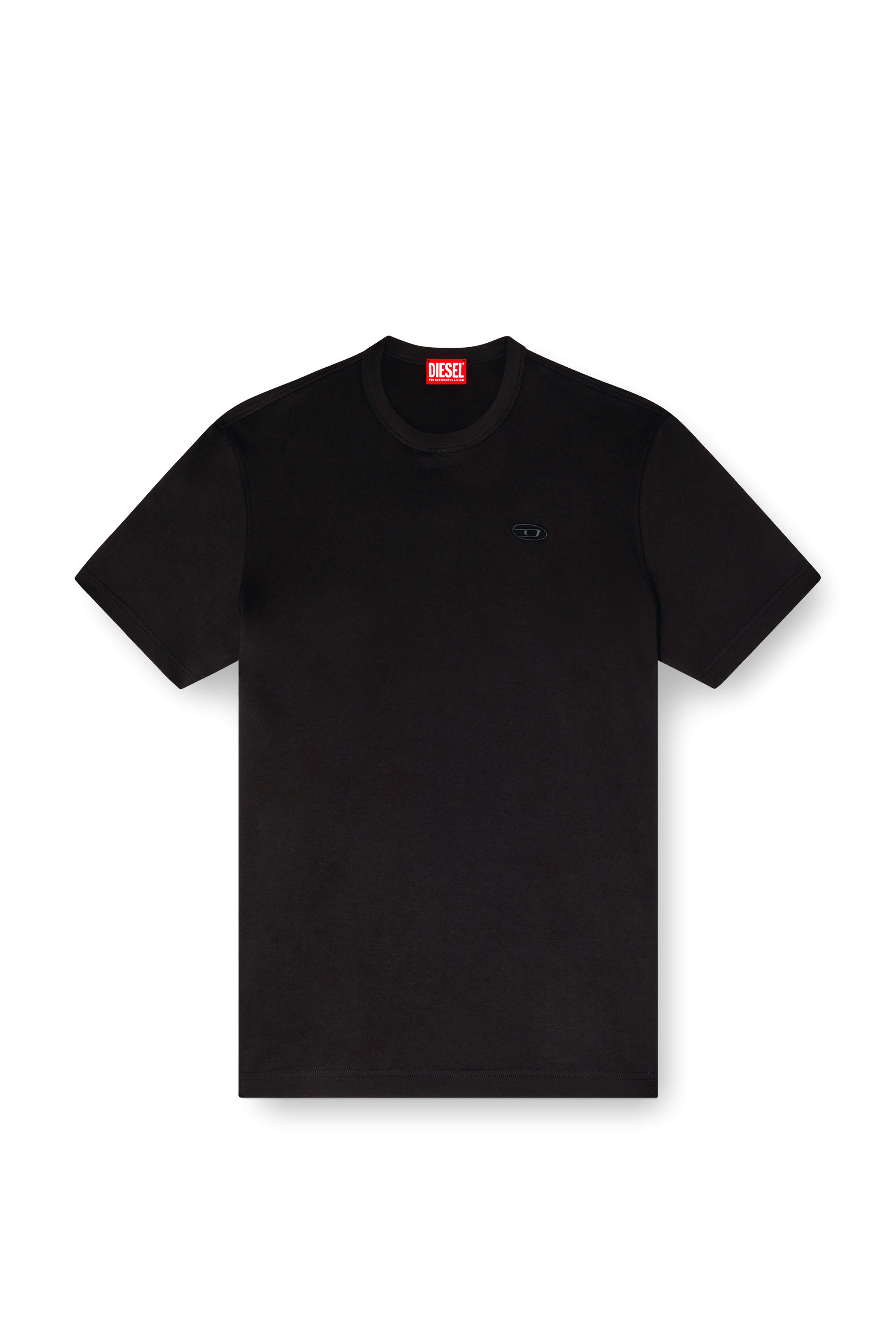 Diesel - T-ADJUST-SLITS-R17, Man's T-shirt with tonal logo embroidery in Black - 5