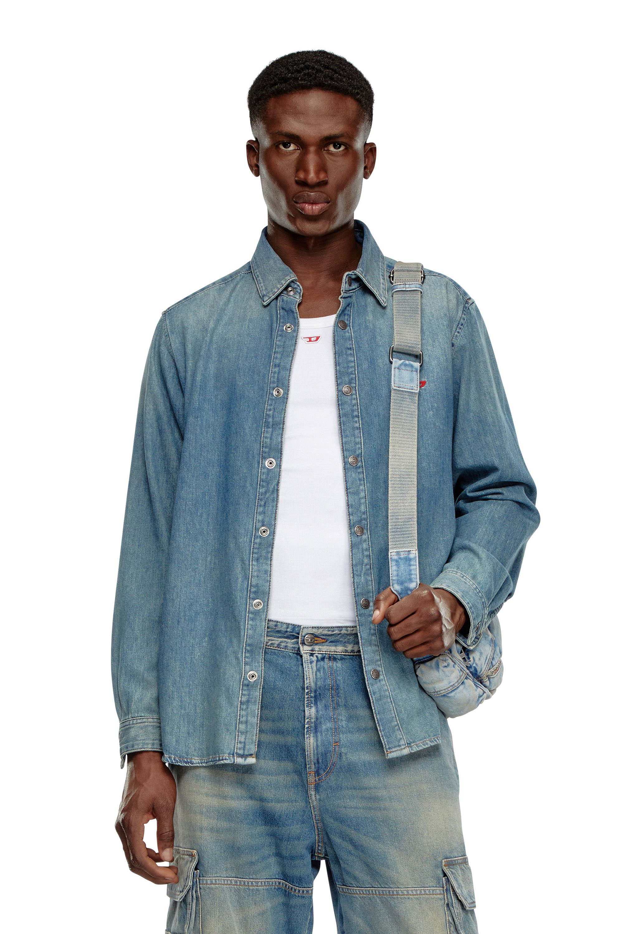 Diesel - D-SIMPLY, Man's Shirt in denim in Light Blue - 1