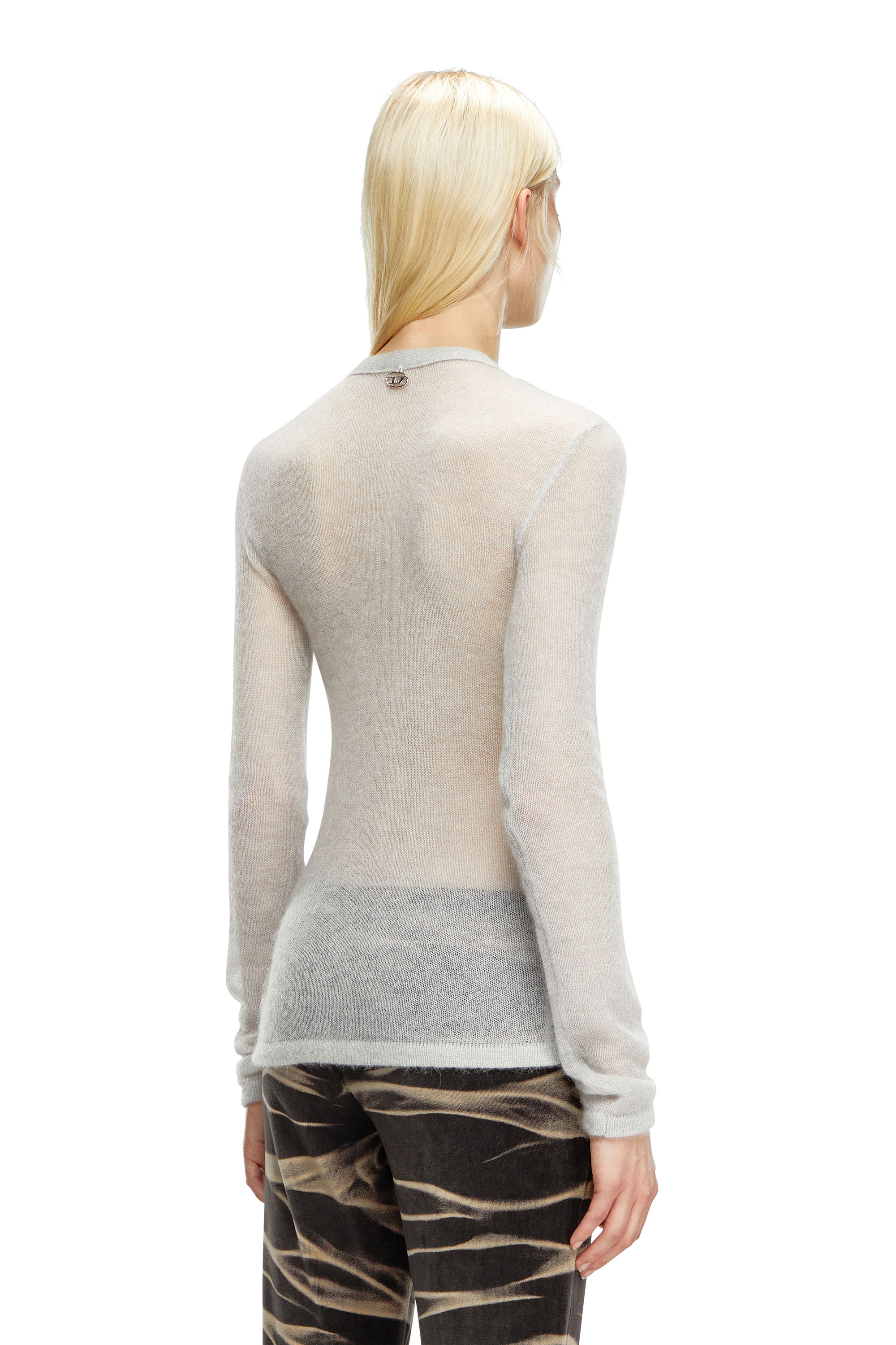 Diesel - M-ARINA, Woman's Sheer cardigan with bra detail in Light Grey - 3