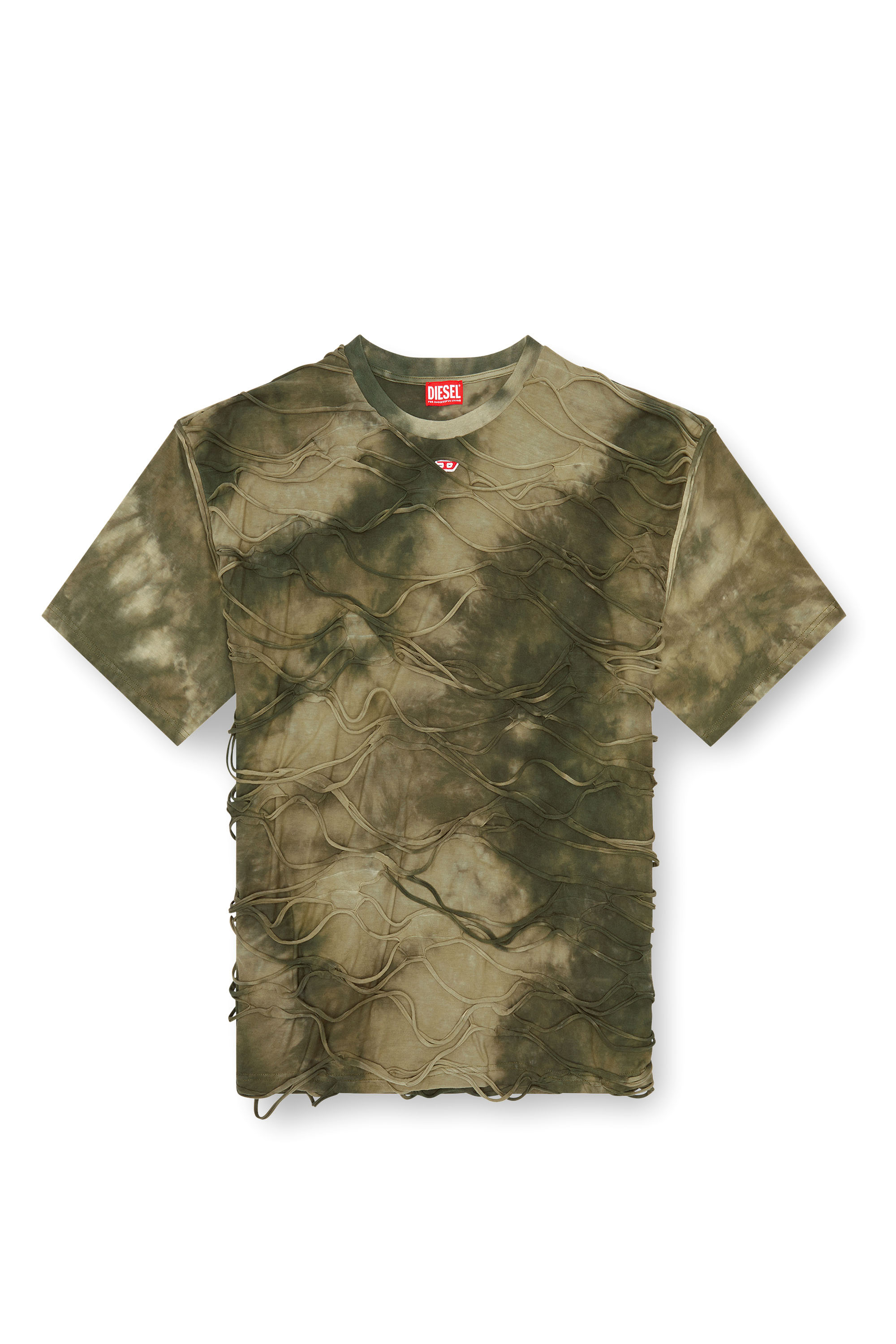 Diesel - T-BOXKET, Man's T-shirt with floating strands in Military Green - 5