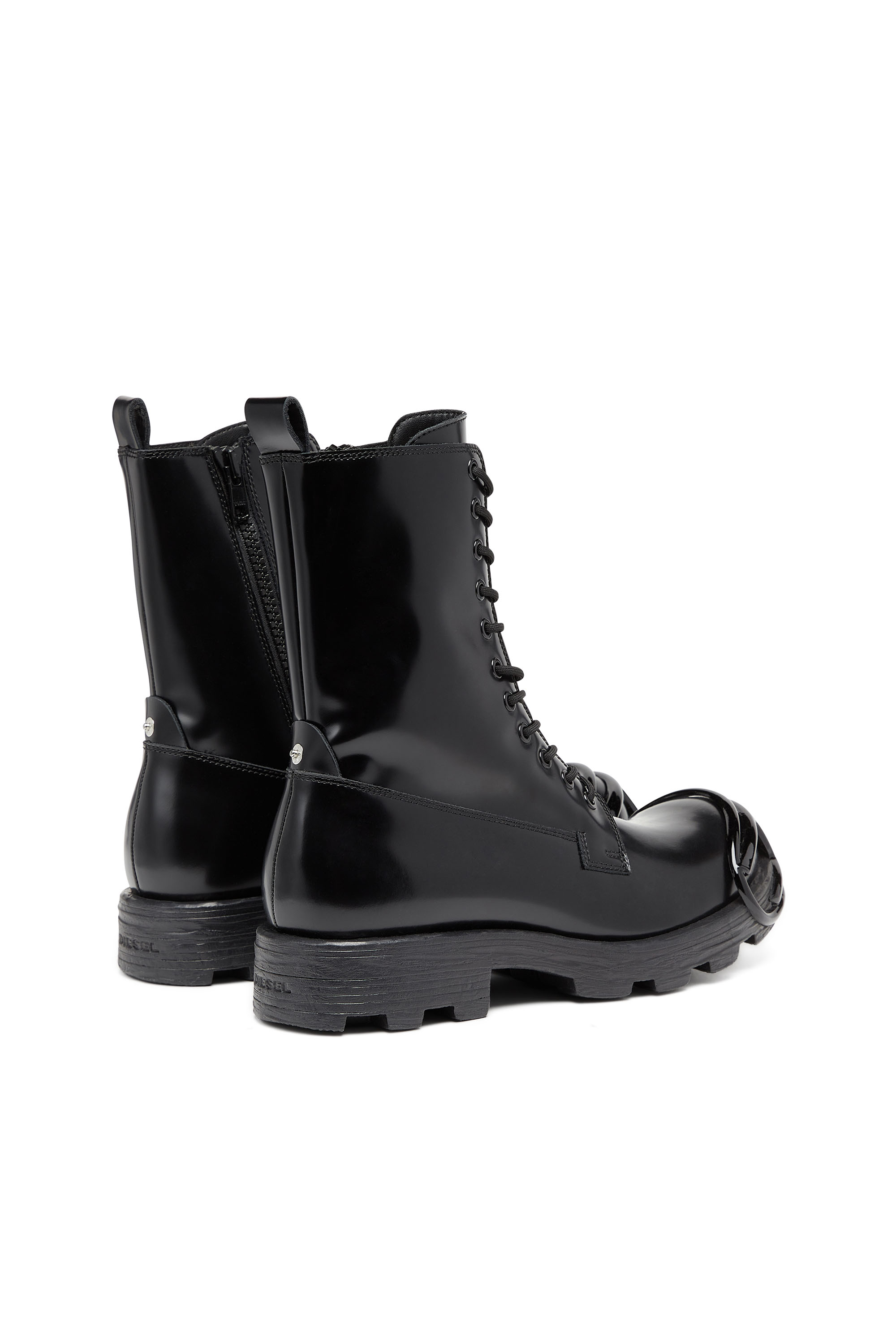 Diesel - D-HAMMER BT D, Man's D-Hammer-Leather boots with oval D toe guard in Black - 3