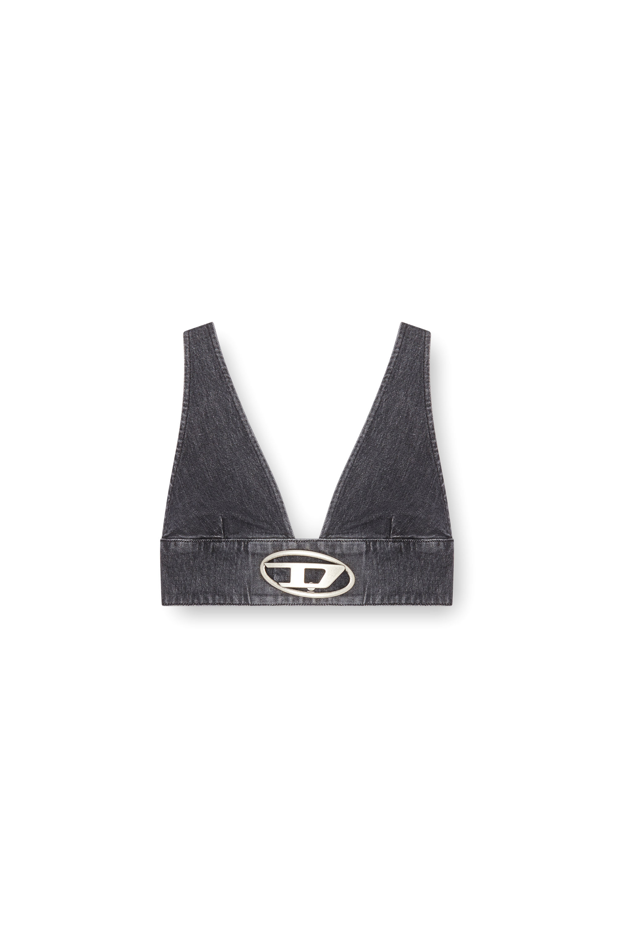 Diesel - DE-ELLY-S, Sujetador top en denim con placa Oval D Mujer in Negro - 4