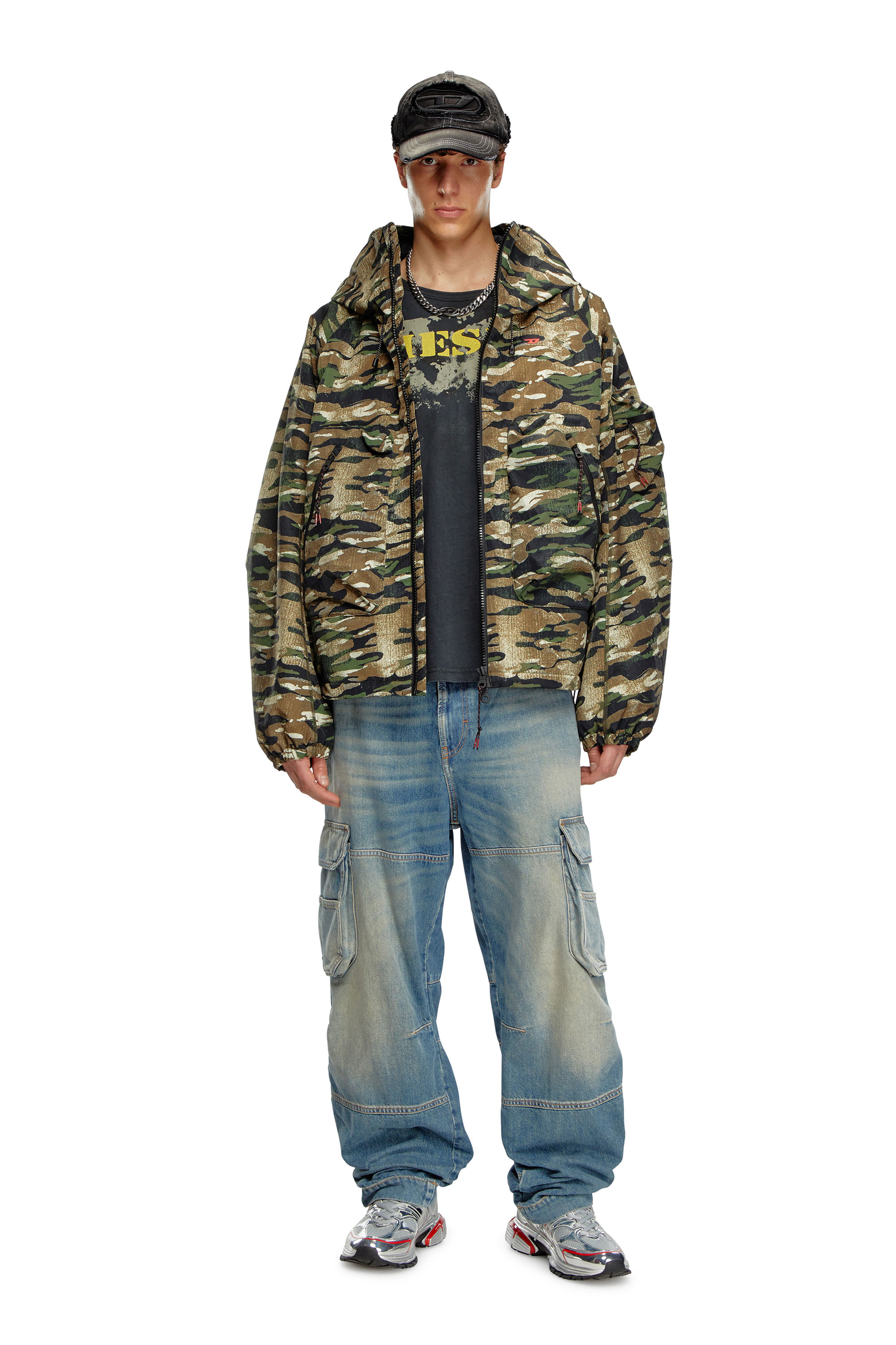 Diesel - AMWT-BERNARD-WT24, Man's Camouflage hooded jacket in Green/Brown - 2