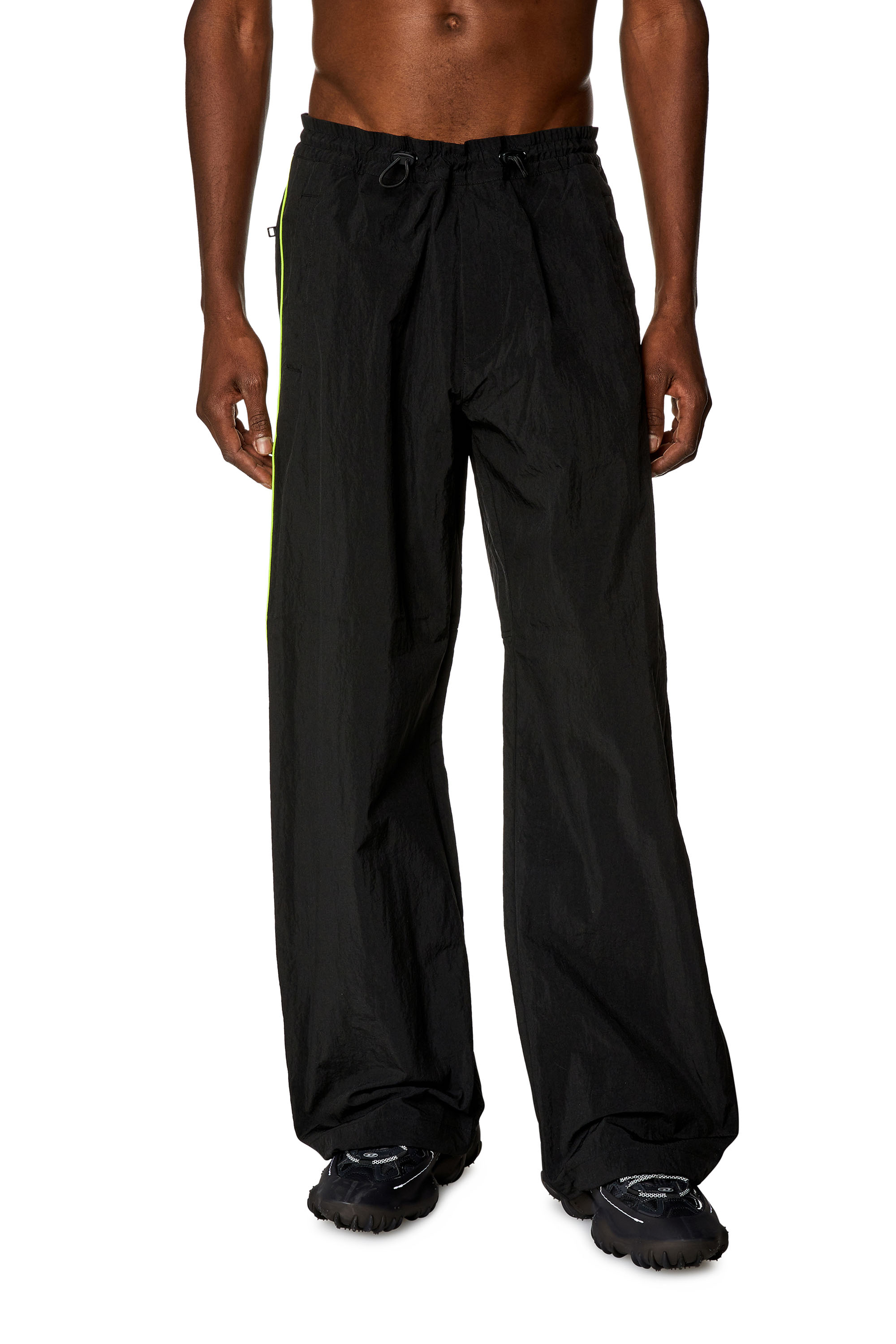 Diesel - P-GOLD-TECH, Man's Lightweight pants in wrinkled nylon in Black - 1