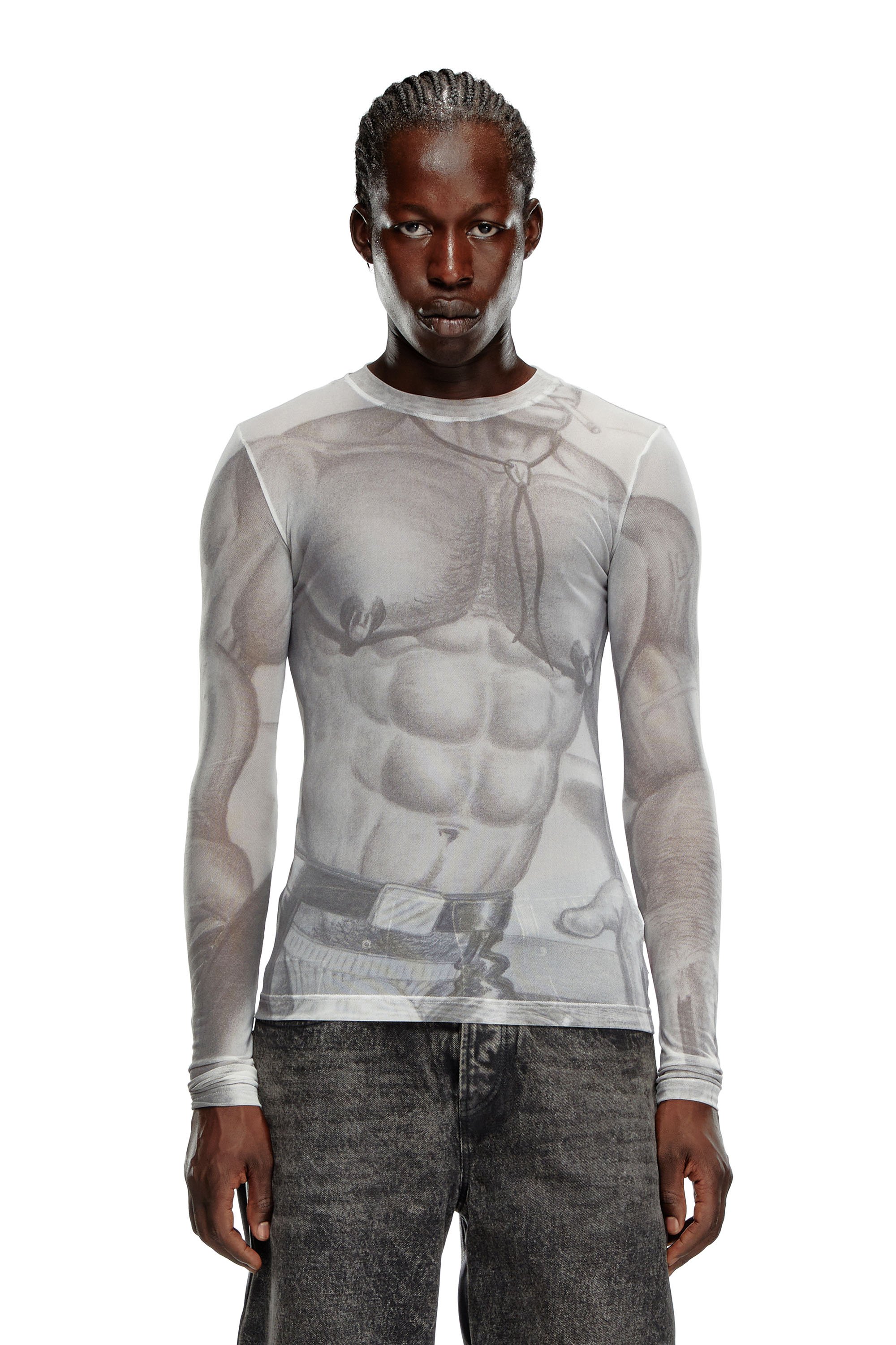 Diesel - PR-T-SIELAR-HUN, Unisex's Mesh top with all-over print in White - 2