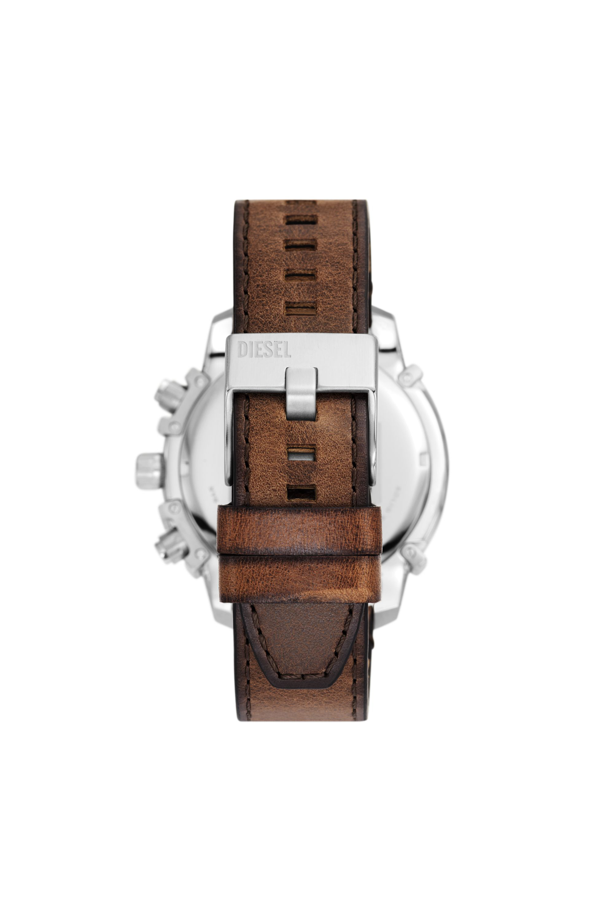 Diesel - DZ4656, Man's Griffed chronograph brown leather watch in Brown - 2