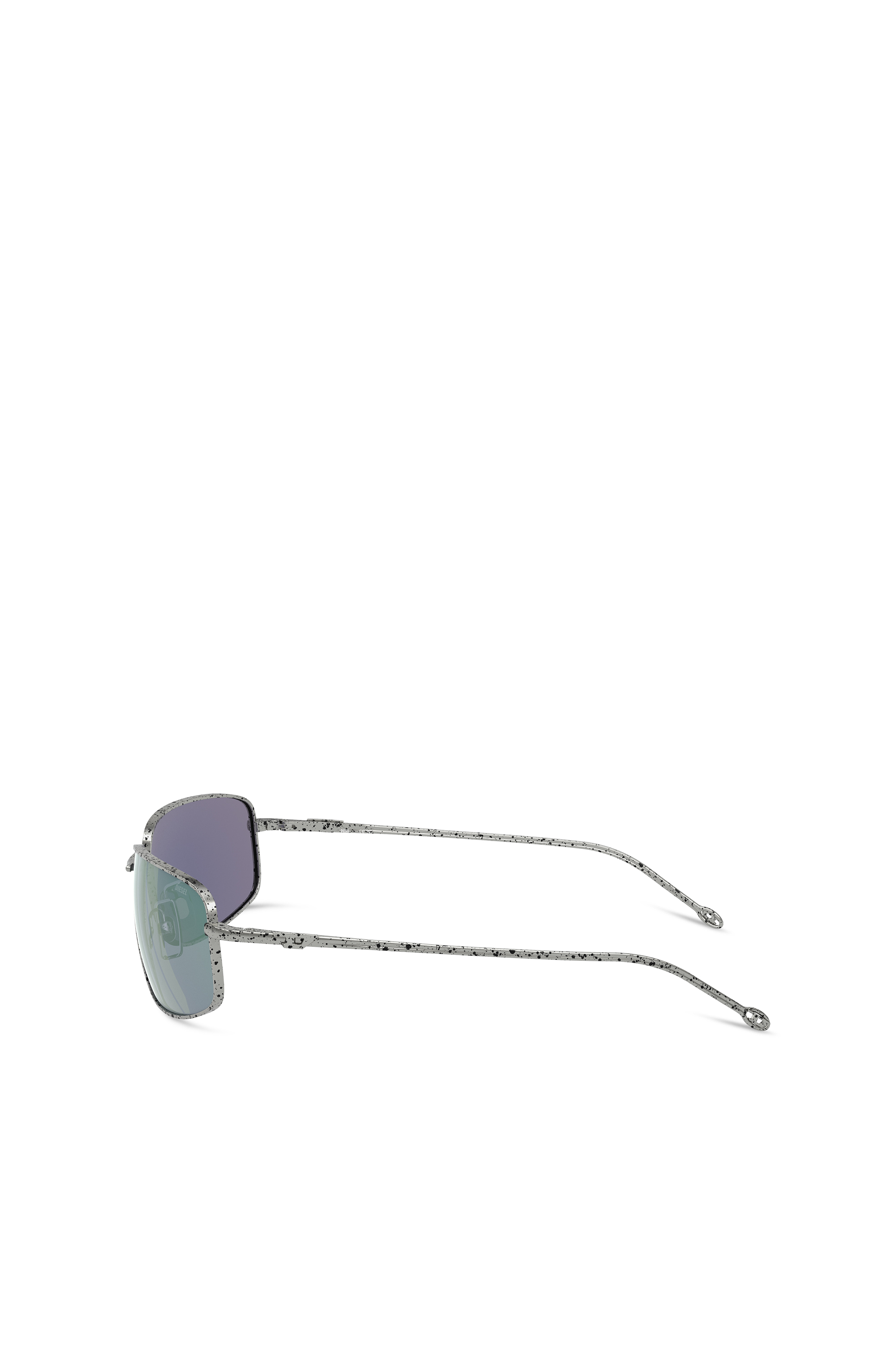 Diesel - 0DL1005, Unisex's Racer shape sunglasses in metal in Spotted Silver/Peacock - 2