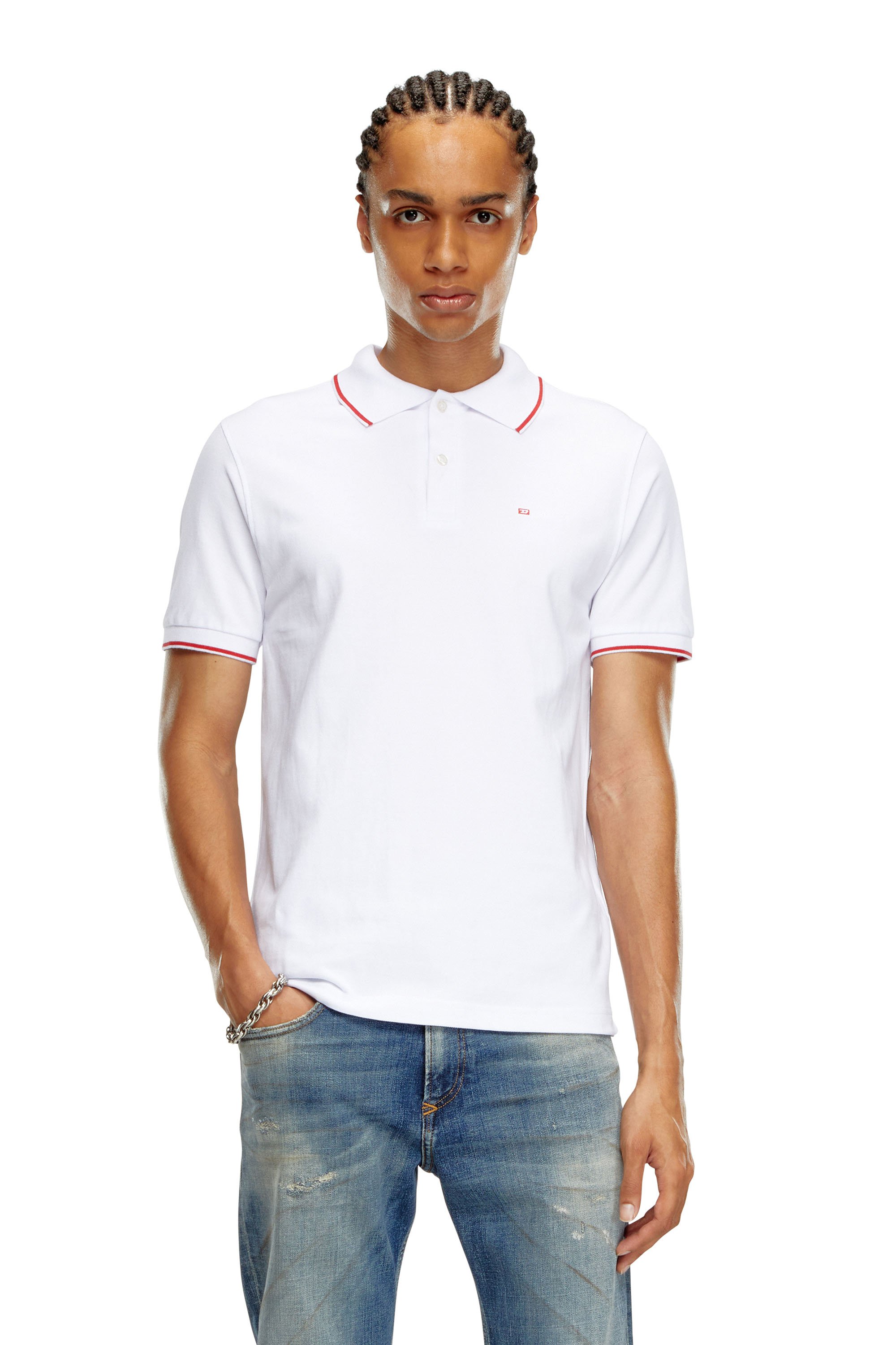 Diesel - T-FERRY-MICRODIV, Camisa polo con pequeño bordado Diesel Hombre in Blanco - 1