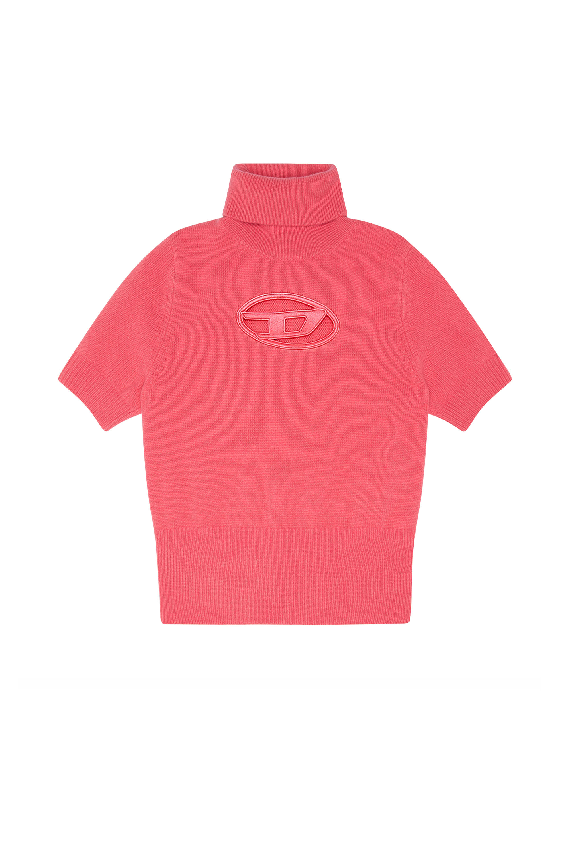 Diesel - M-ARGARET, Woman's Short-sleeve jumper with cut-out logo in Pink - 4