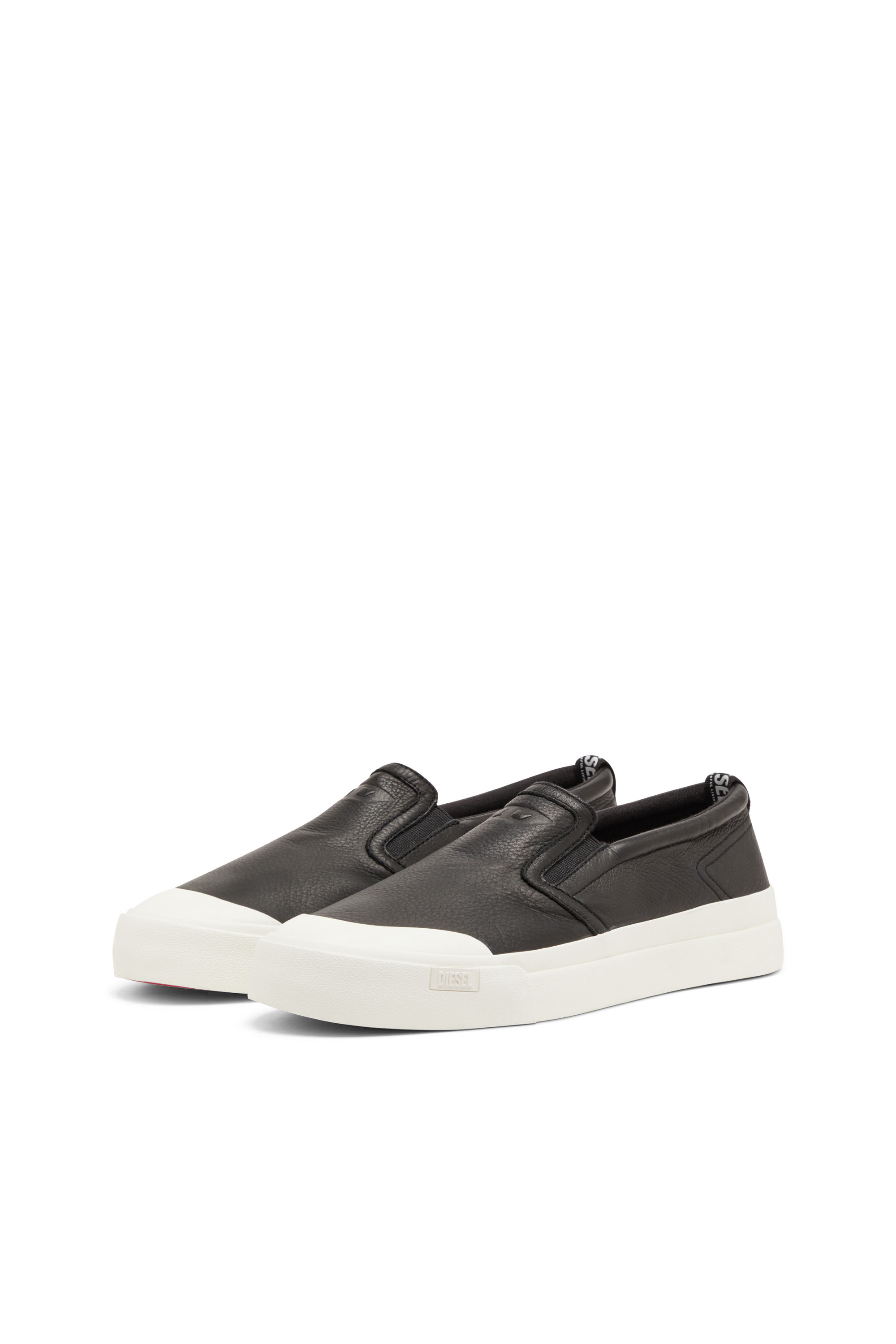 Diesel - S-ATHOS SLIP ON, S-Athos-Deportivas sin cordones de cuero liso Hombre in Negro - 9