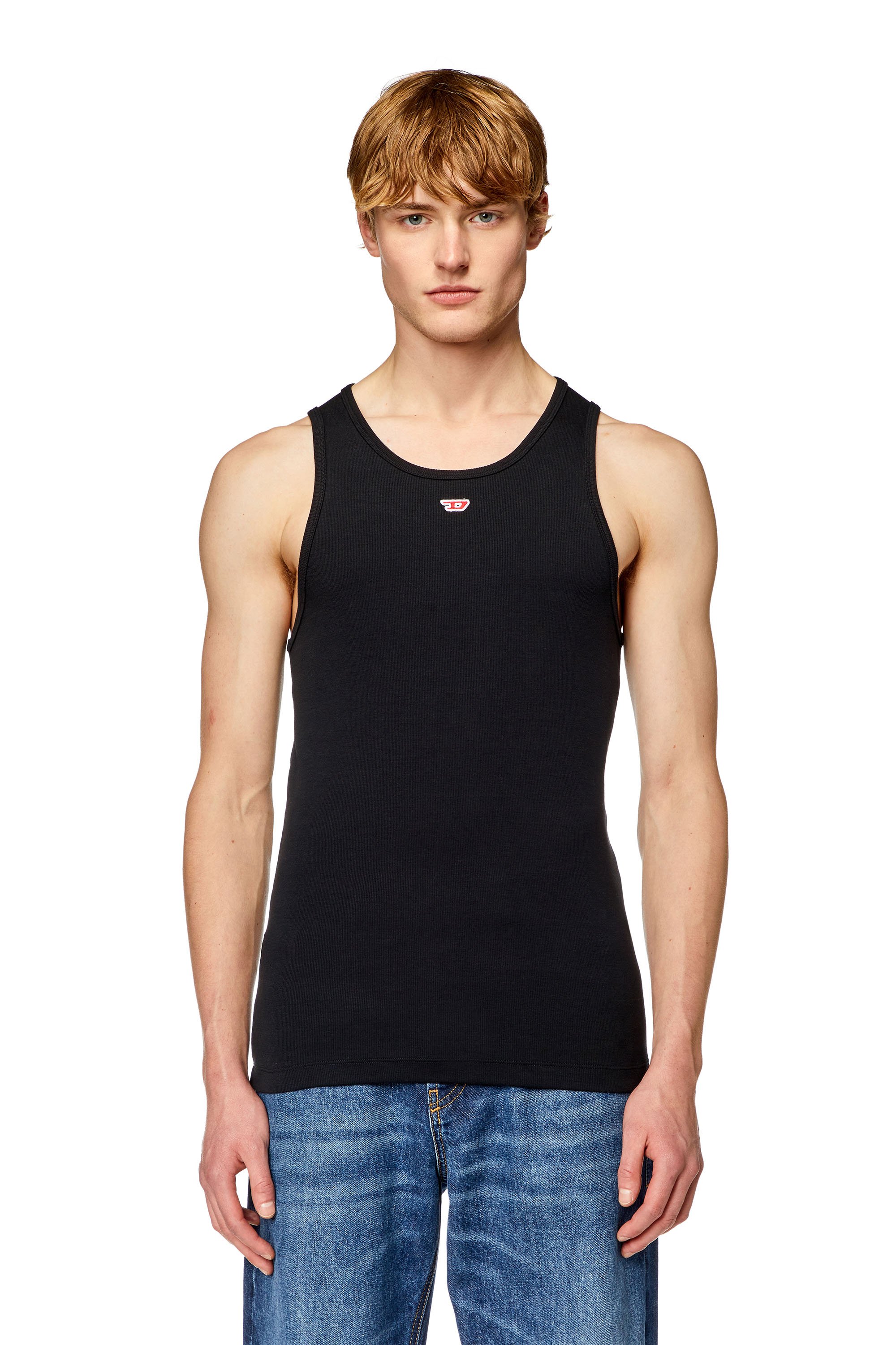 Diesel - T-LIFTY-D, Man's Tank top with mini D logo patch in Black - 3