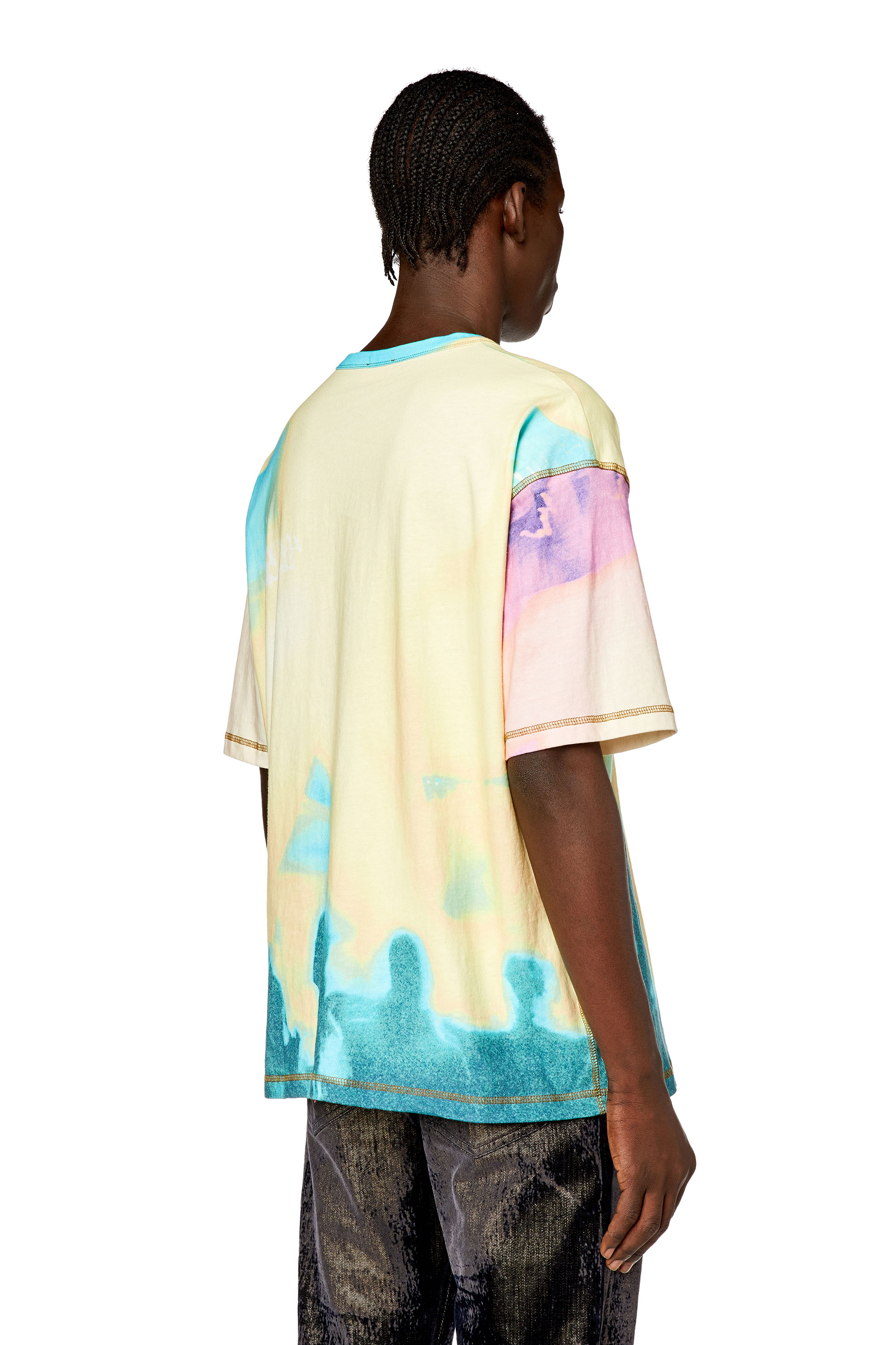 Diesel - T-WASH-COLOR, Man's T-shirt with faded pastel print in Yellow - 2