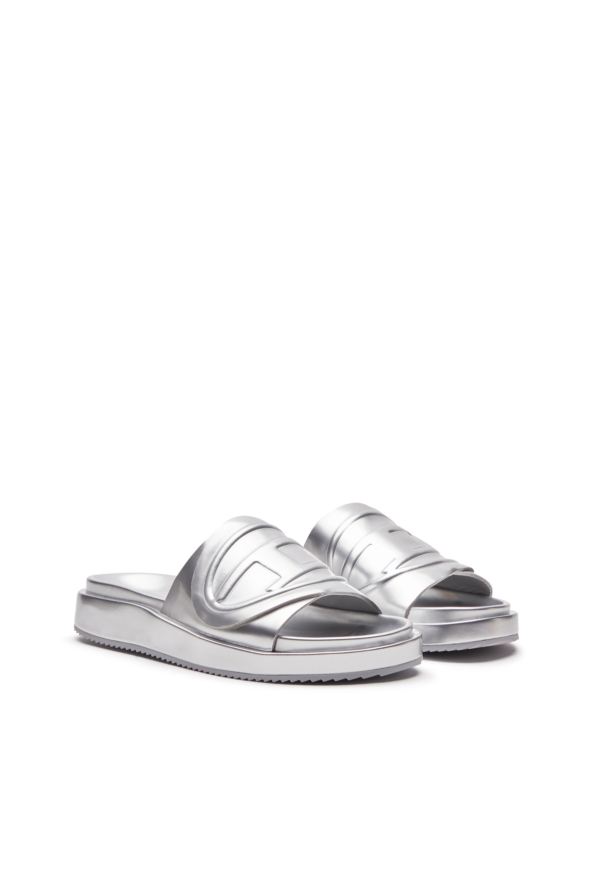 Diesel - SA-SLIDE D OVAL W, Sa-Slide D-Chanclas metálicas con correa Oval D Mujer in Plateado - 2