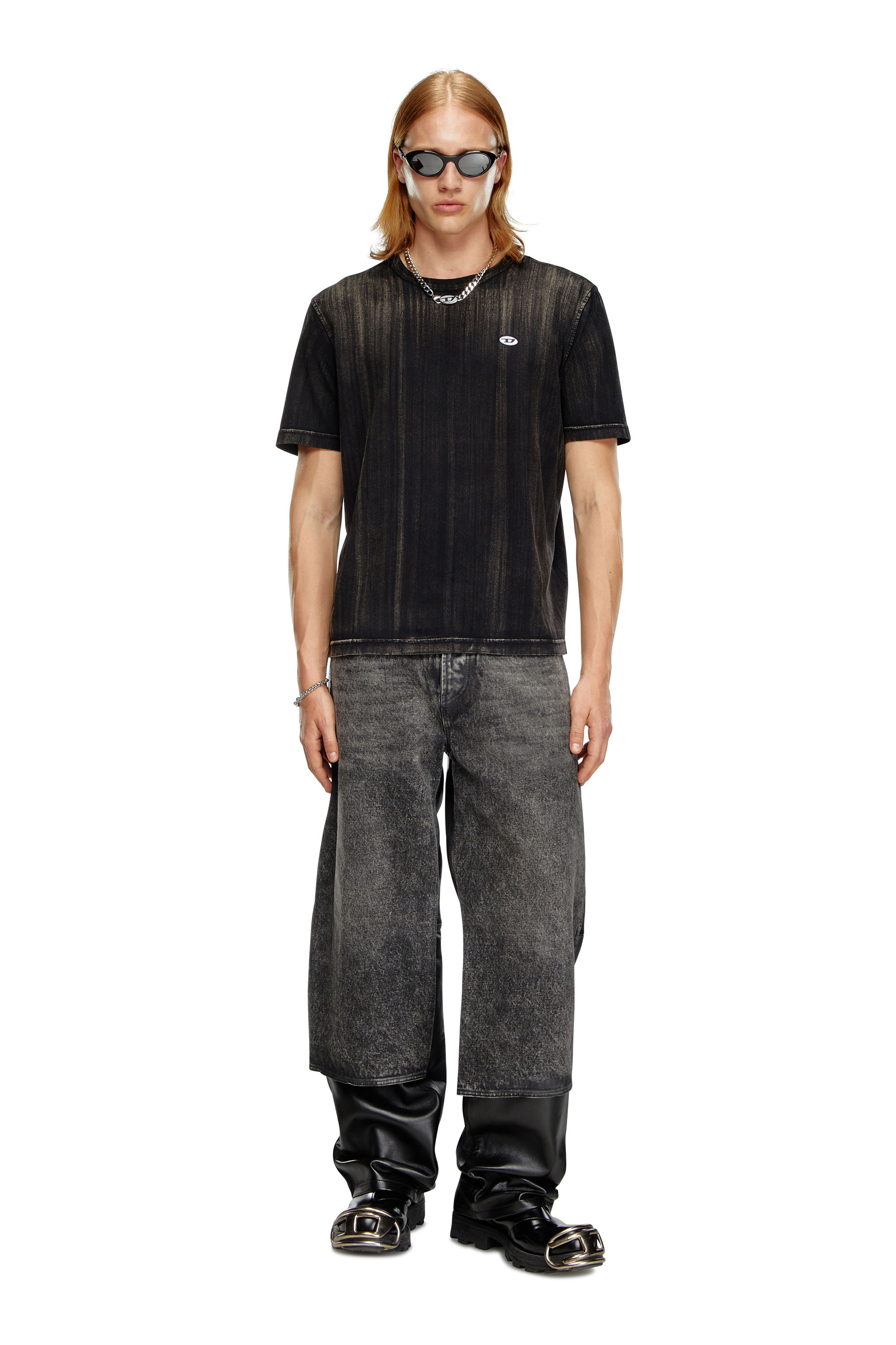 Diesel - T-ADJUST-K8, Man's T-shirt with brushstroke fading in Black - 2