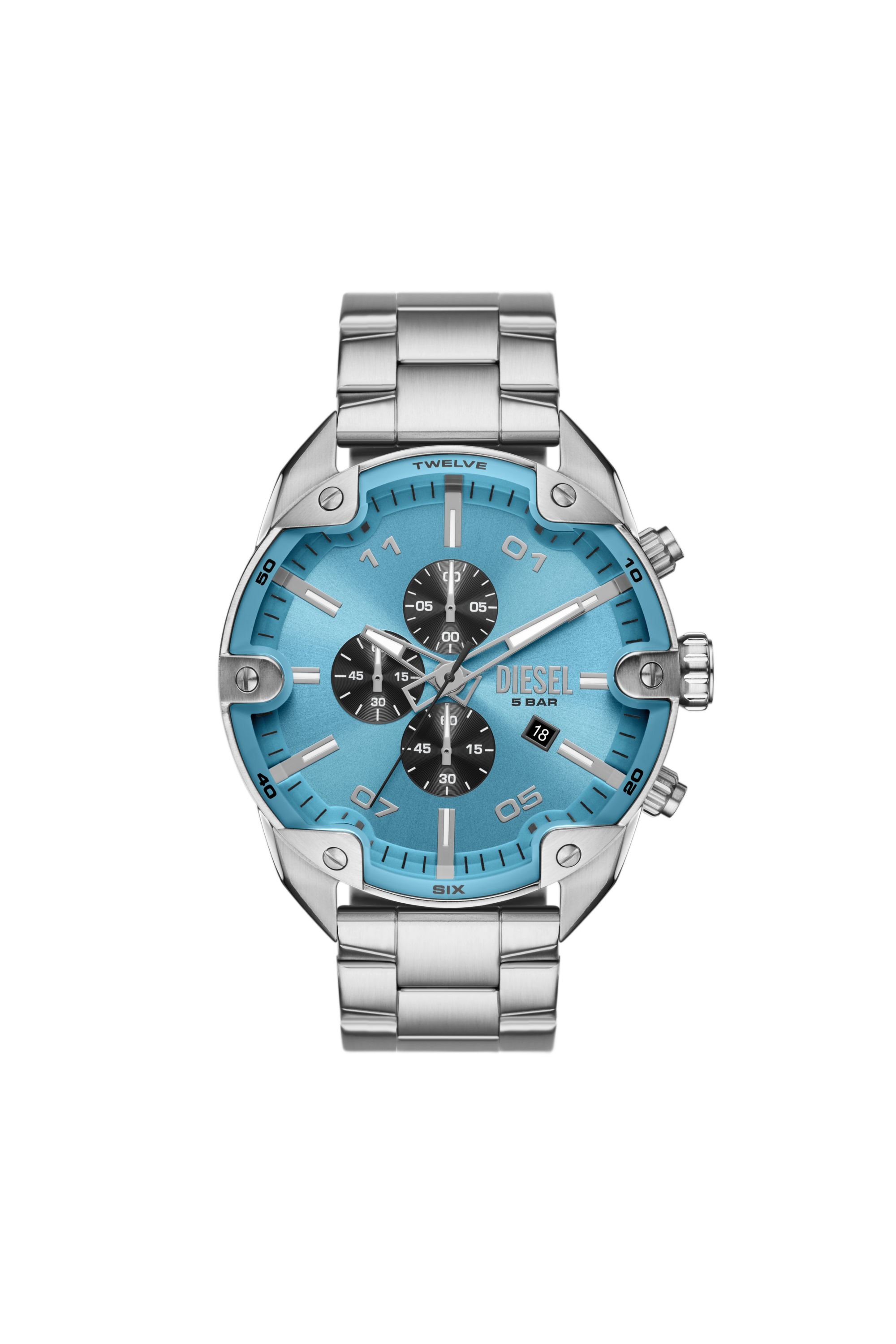 Diesel - DZ4655, Man's Spiked chronograph stainless steel watch in Silver - 1