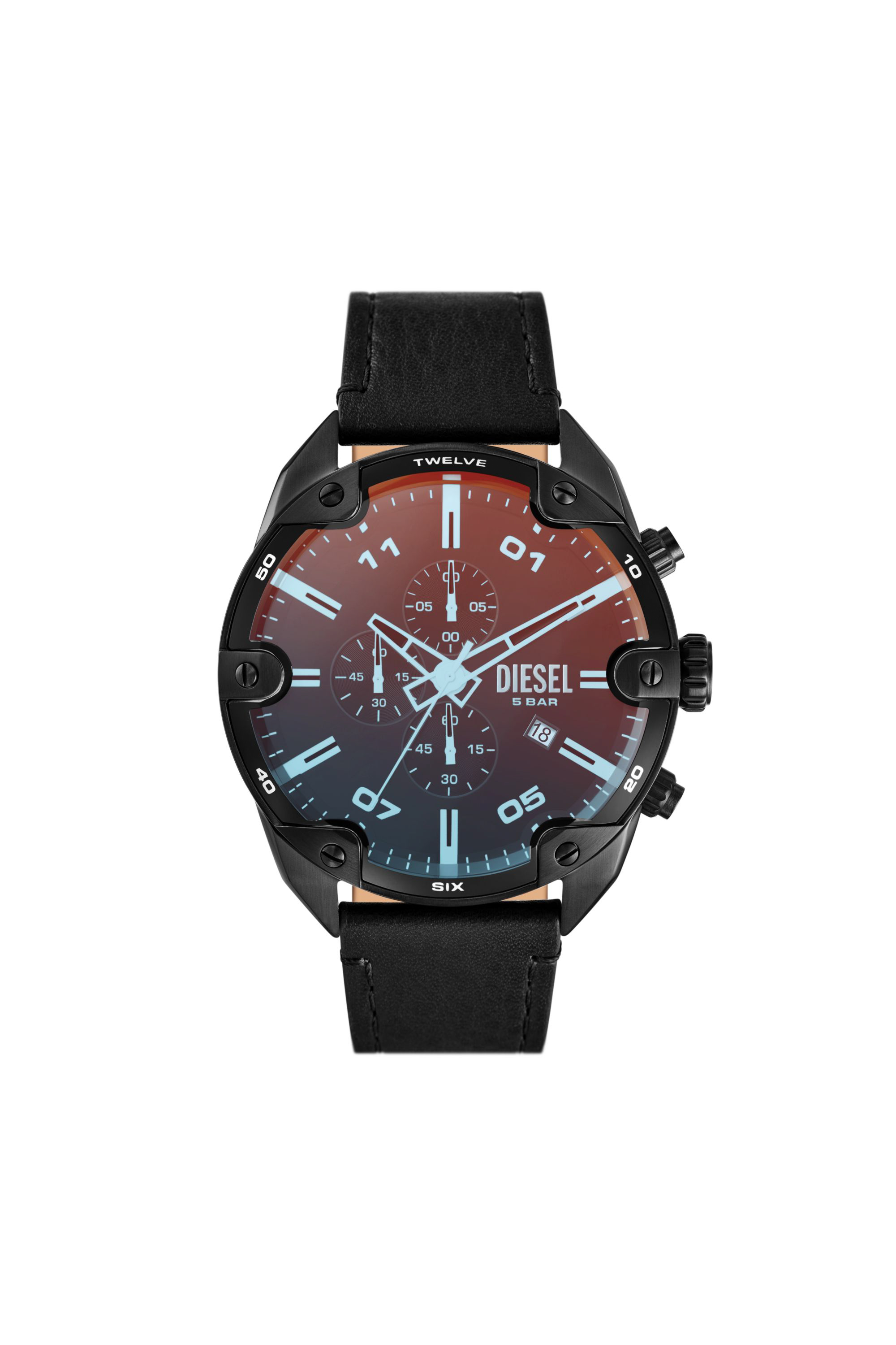 Diesel - DZ4667, Reloj Spiked de cuero negro con cronógrafo Hombre in Negro - 1