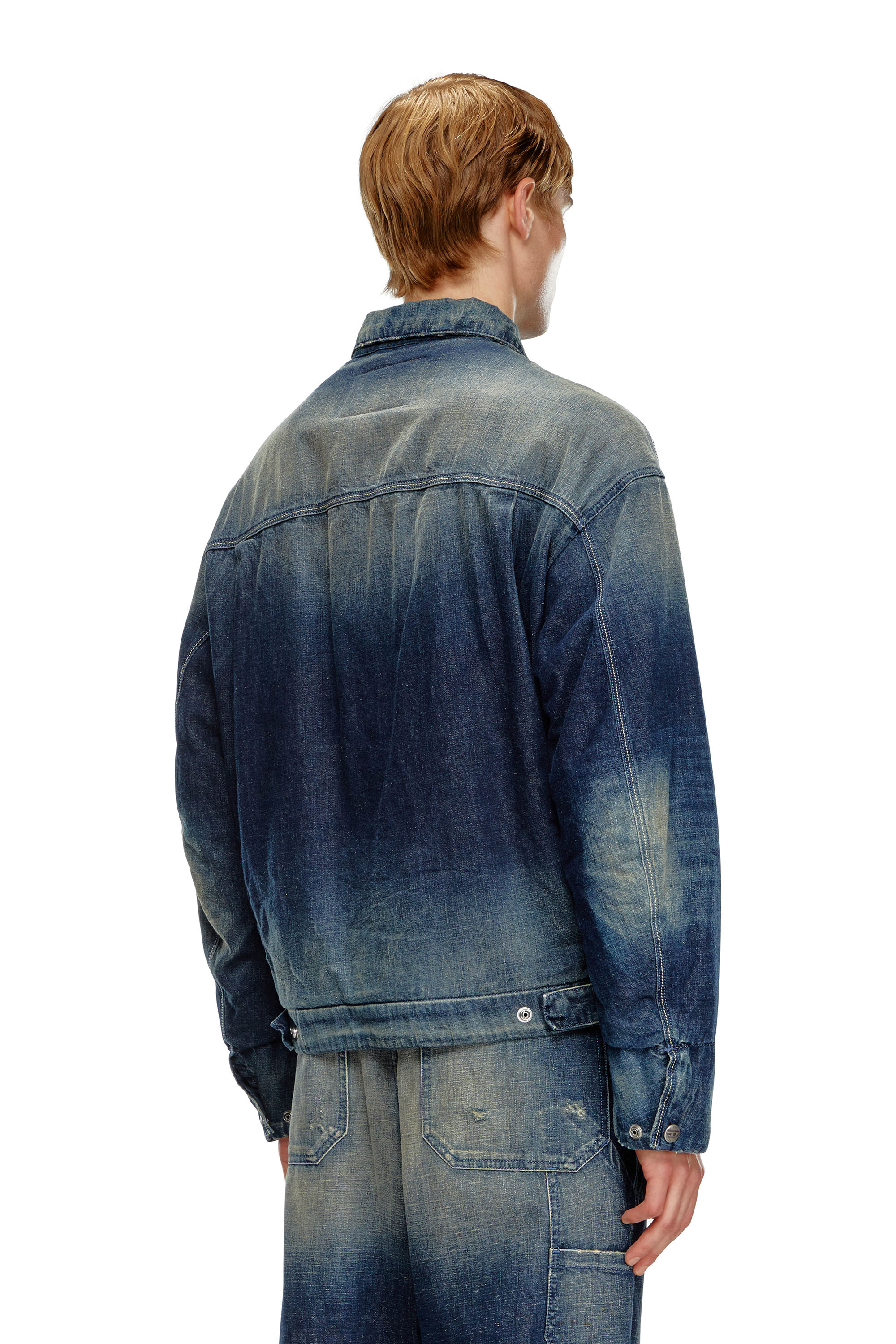 Diesel - D-STACK, Chaqueta acolchada en denim de estilo utility Hombre in Azul marino - 3