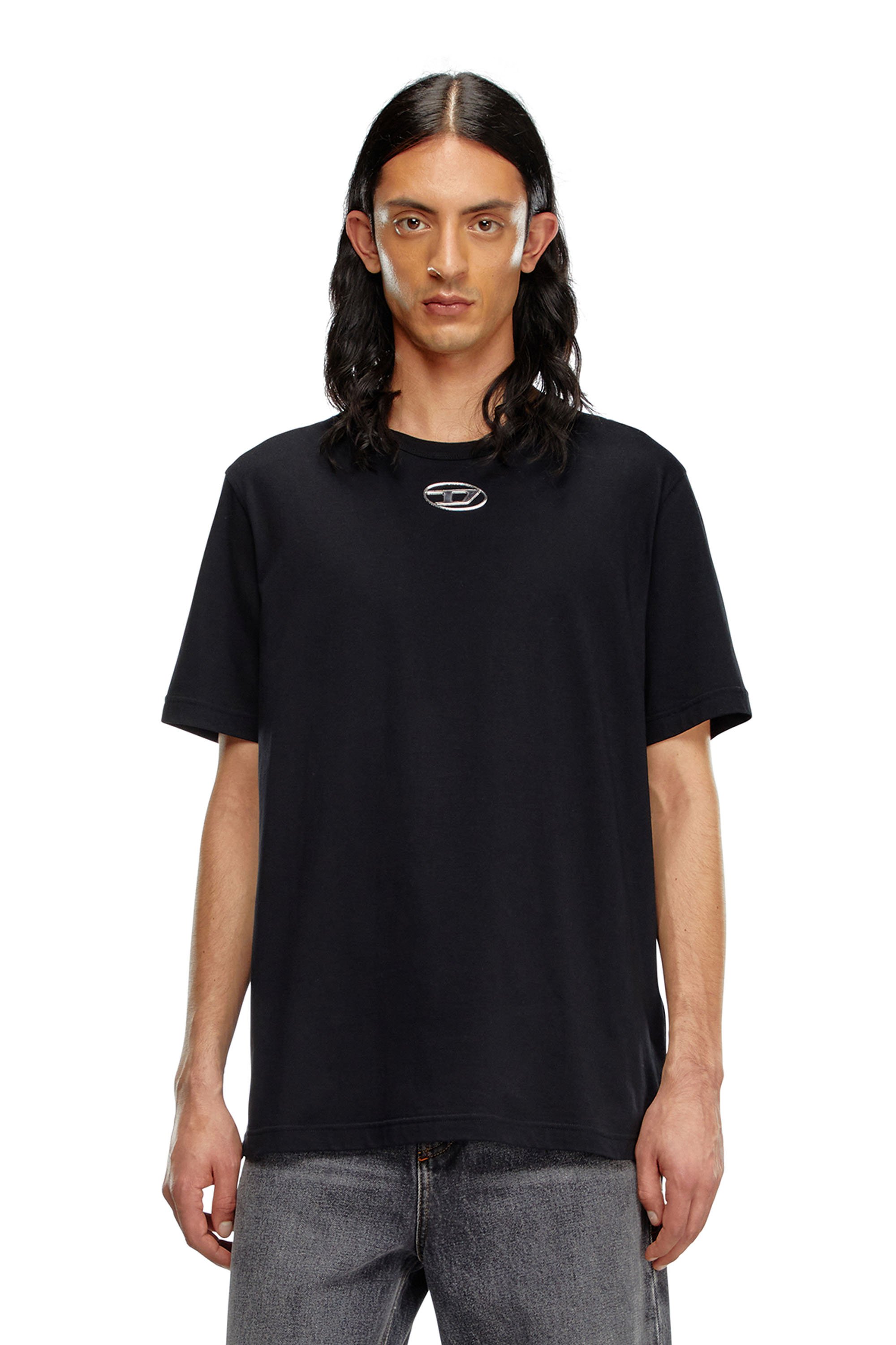 Diesel - T-JUST-OD, Man's T-shirt with injection moulded logo in Black - 2