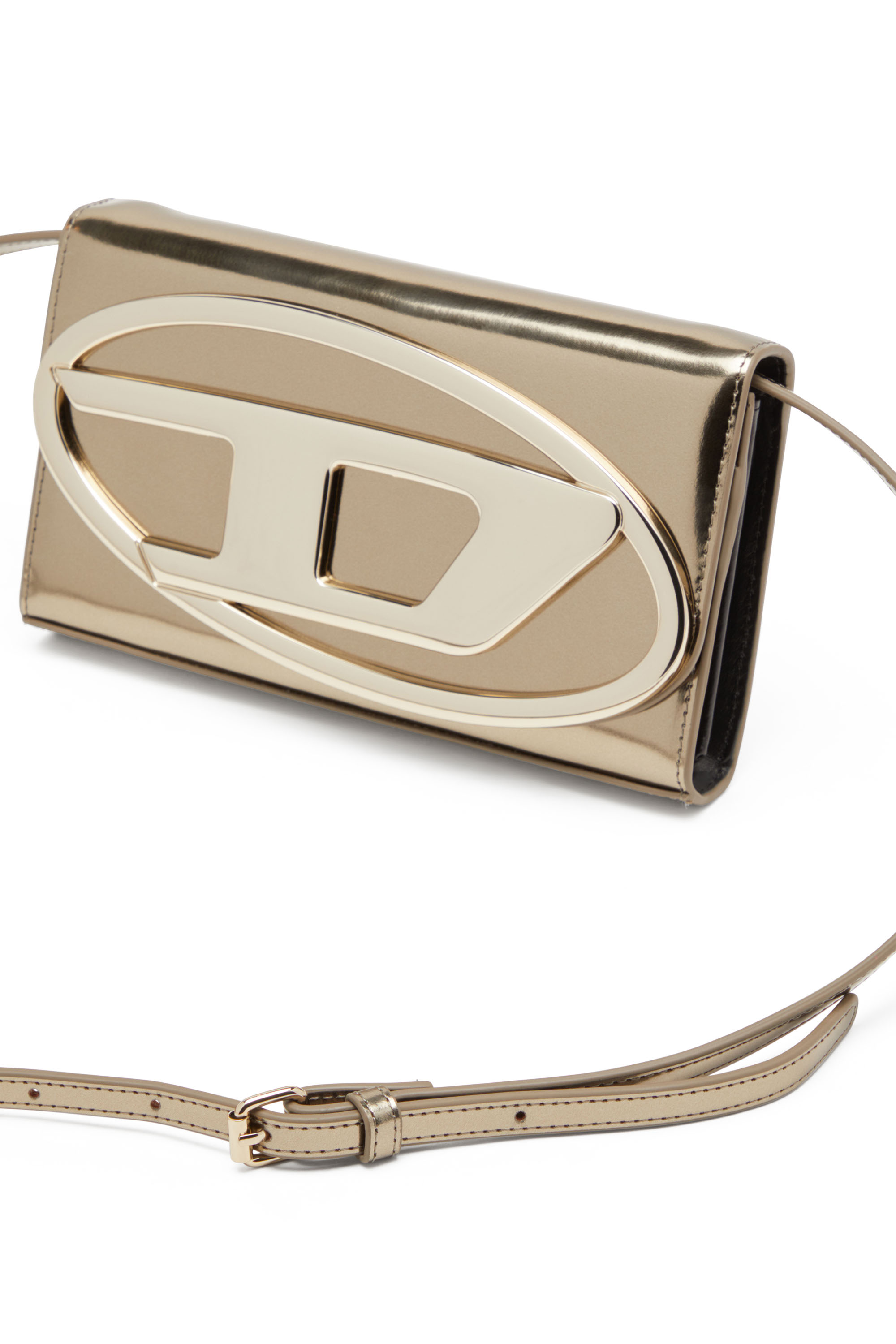 Diesel - 1DR WALLET STRAP, Woman's Wallet bag in mirrored leather in Bronze - 4