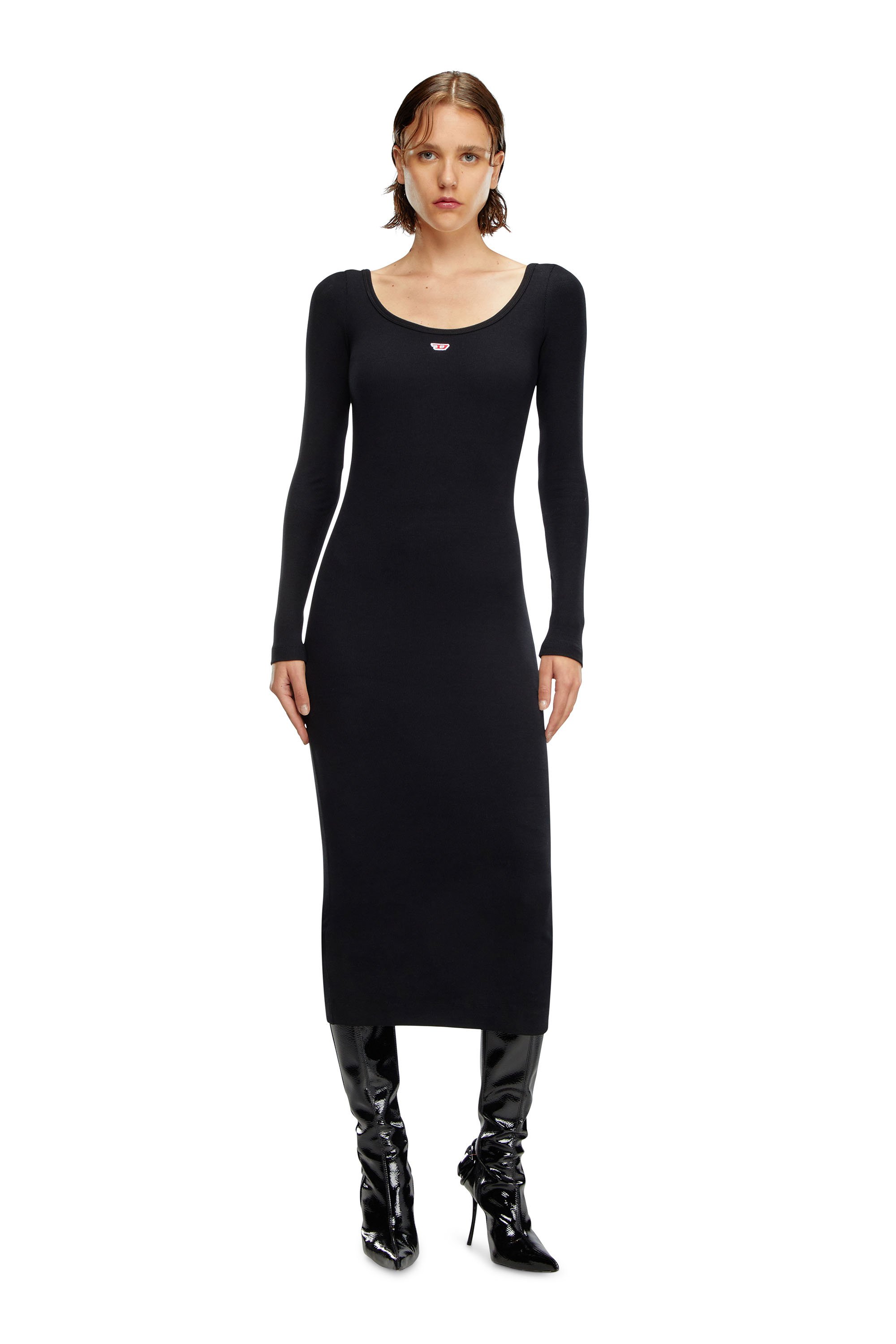 Diesel - D-BALLET-D, Vestido midi con cuello redondo Mujer in Negro - 1