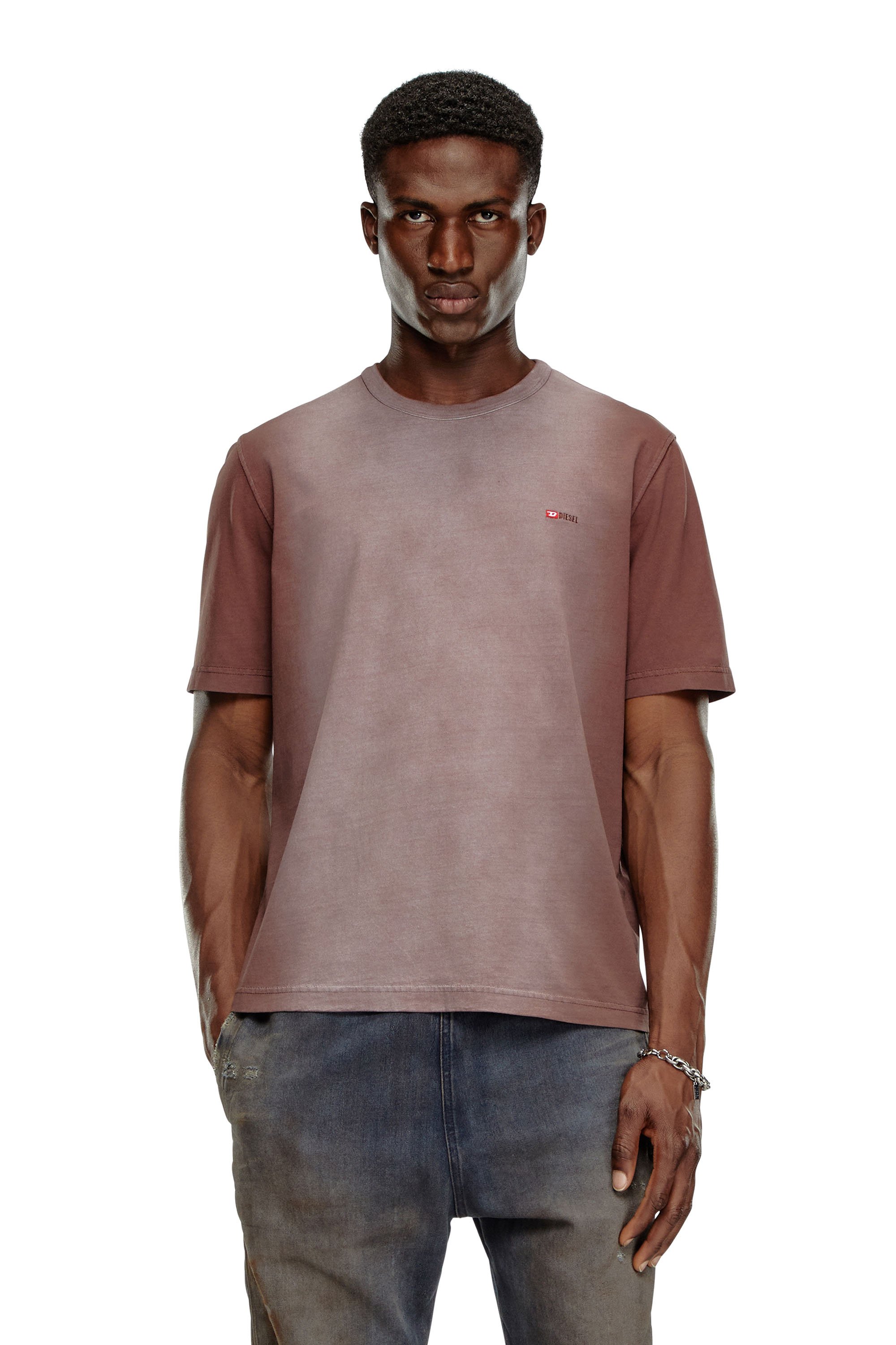 Diesel - T-ADJUST-Q2, Man's T-shirt in sprayed cotton jersey in Brown - 1