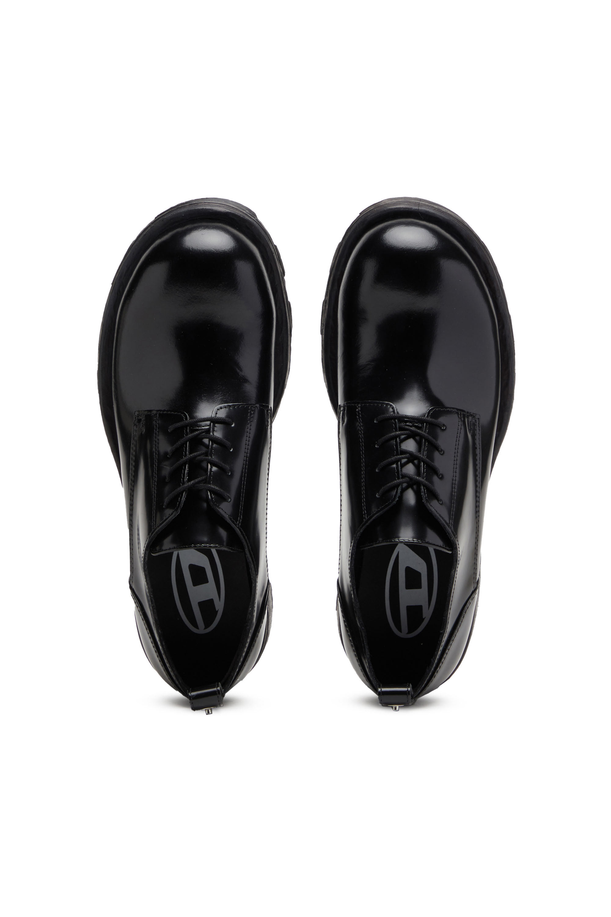 Diesel - D-HAMMER SH, D-Hammer SH - Calzado con cordones de piel brillante Hombre in Negro - 5