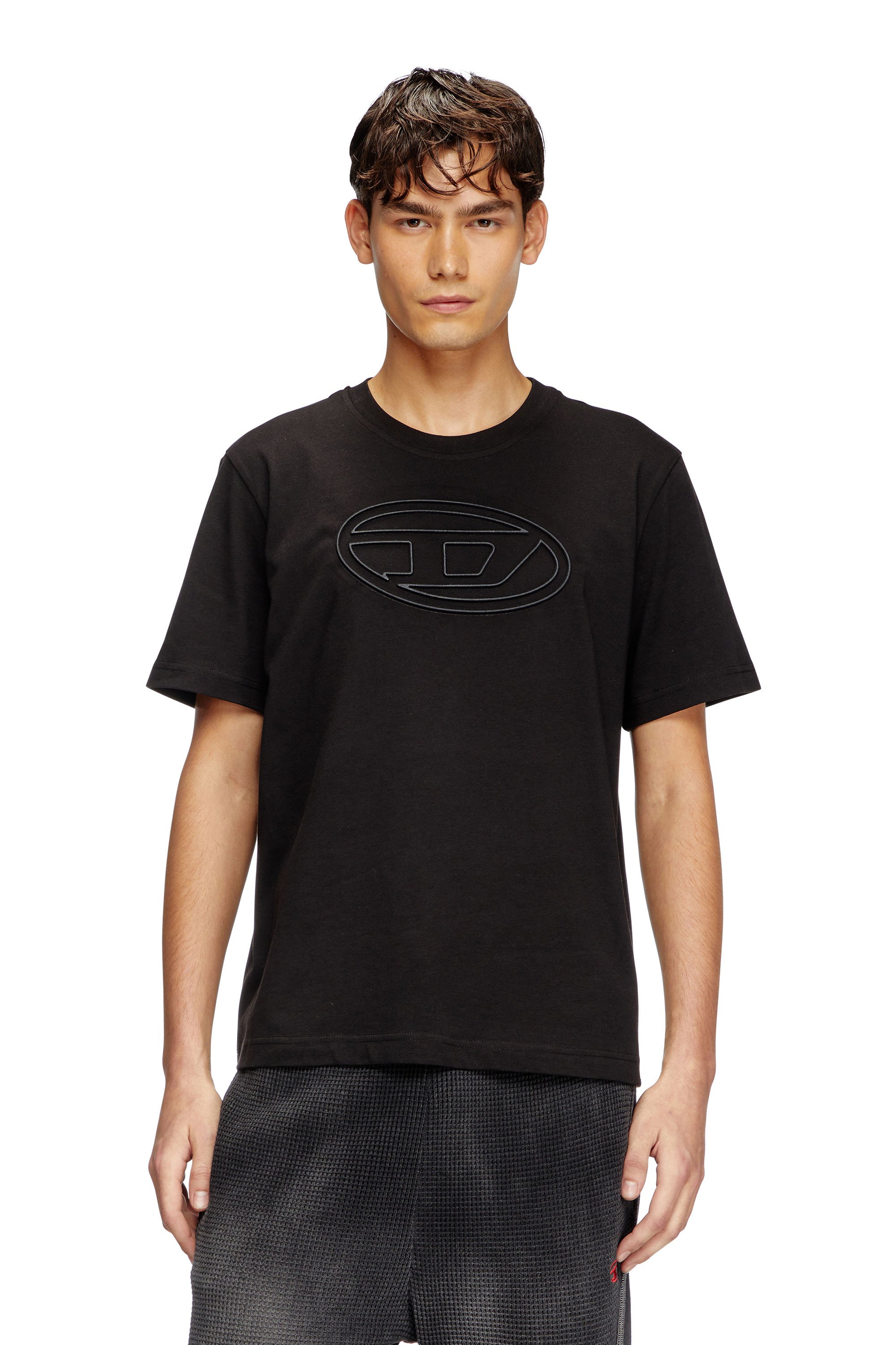 Diesel - T-ADJUST-BIGOVAL, Camiseta con Oval D en relieve Hombre in Negro - 1