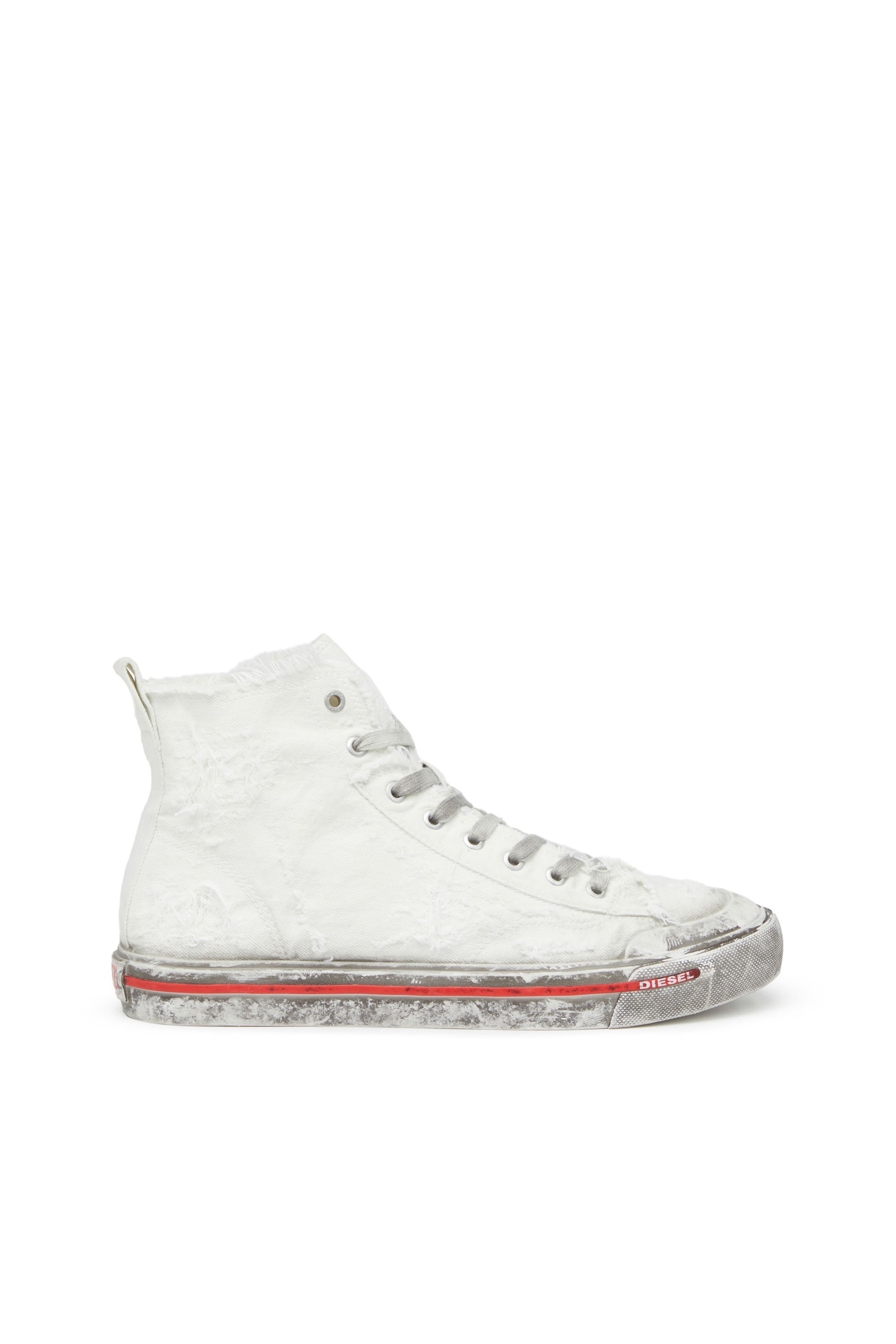 Diesel - S-ATHOS MID, Man's S-Athos Mid - High-top sneakers in frayed denim in White - 2