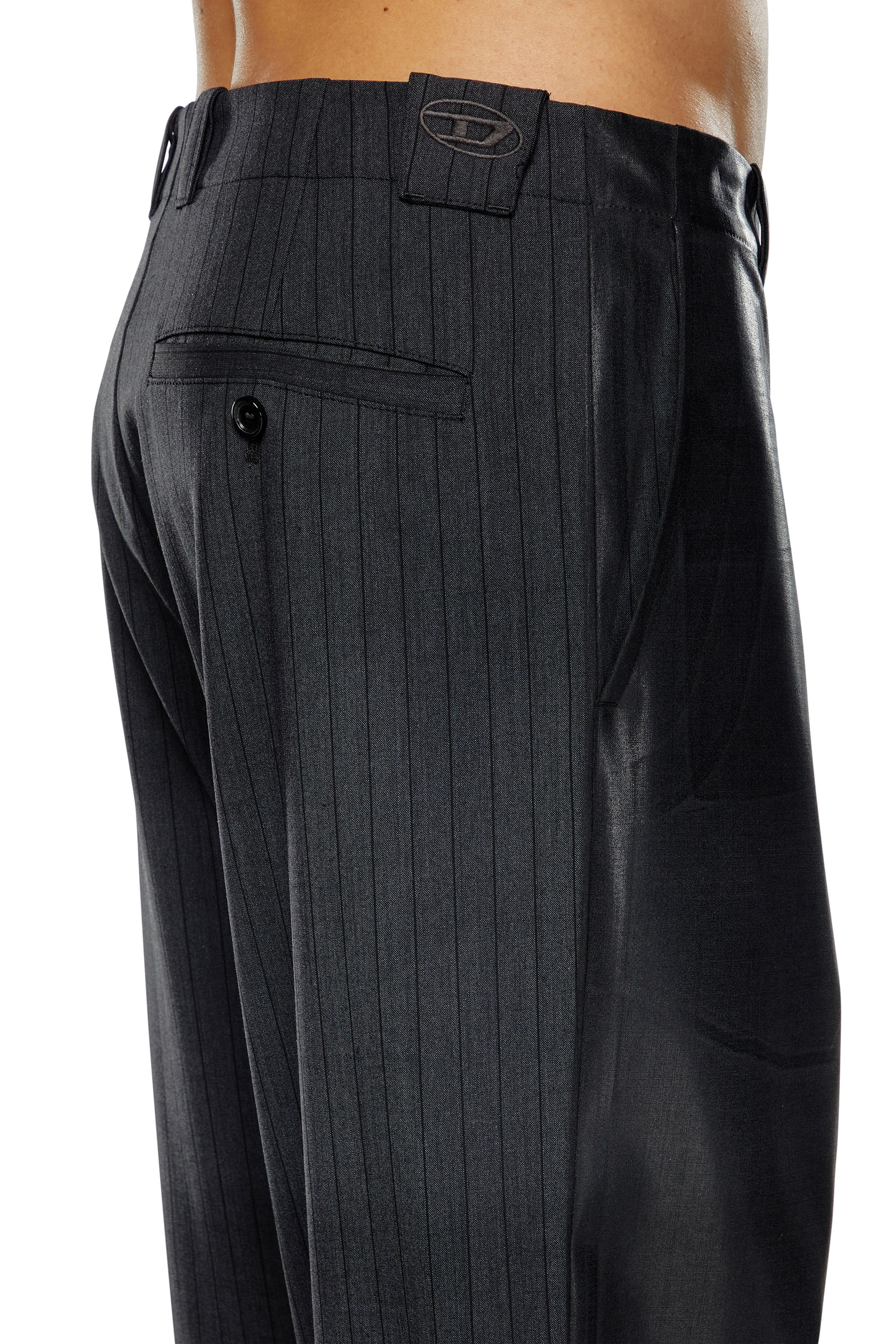 Diesel - P-STANLEY, Man's Pinstripe pants with coated front in Black - 4