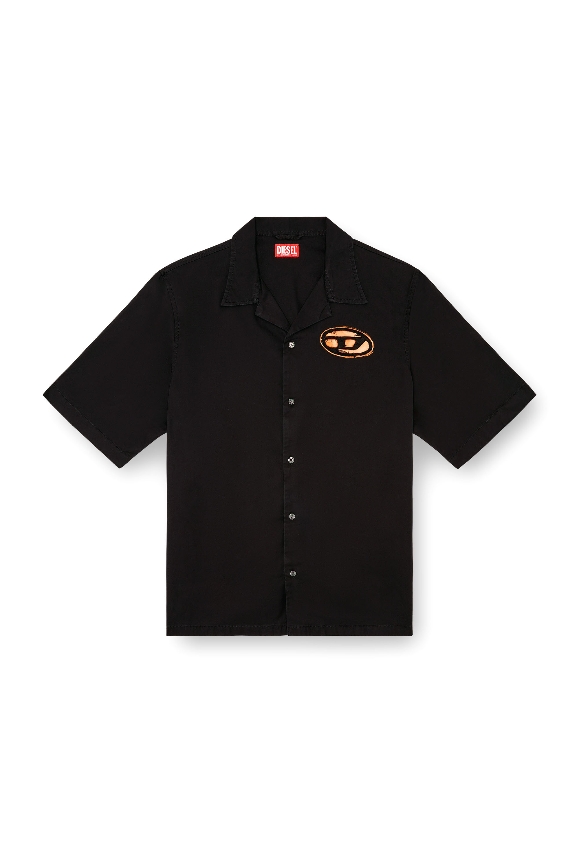 Diesel - S-STAN-BLEACH, Man's Bowling shirt with bleached effect in Black - 4