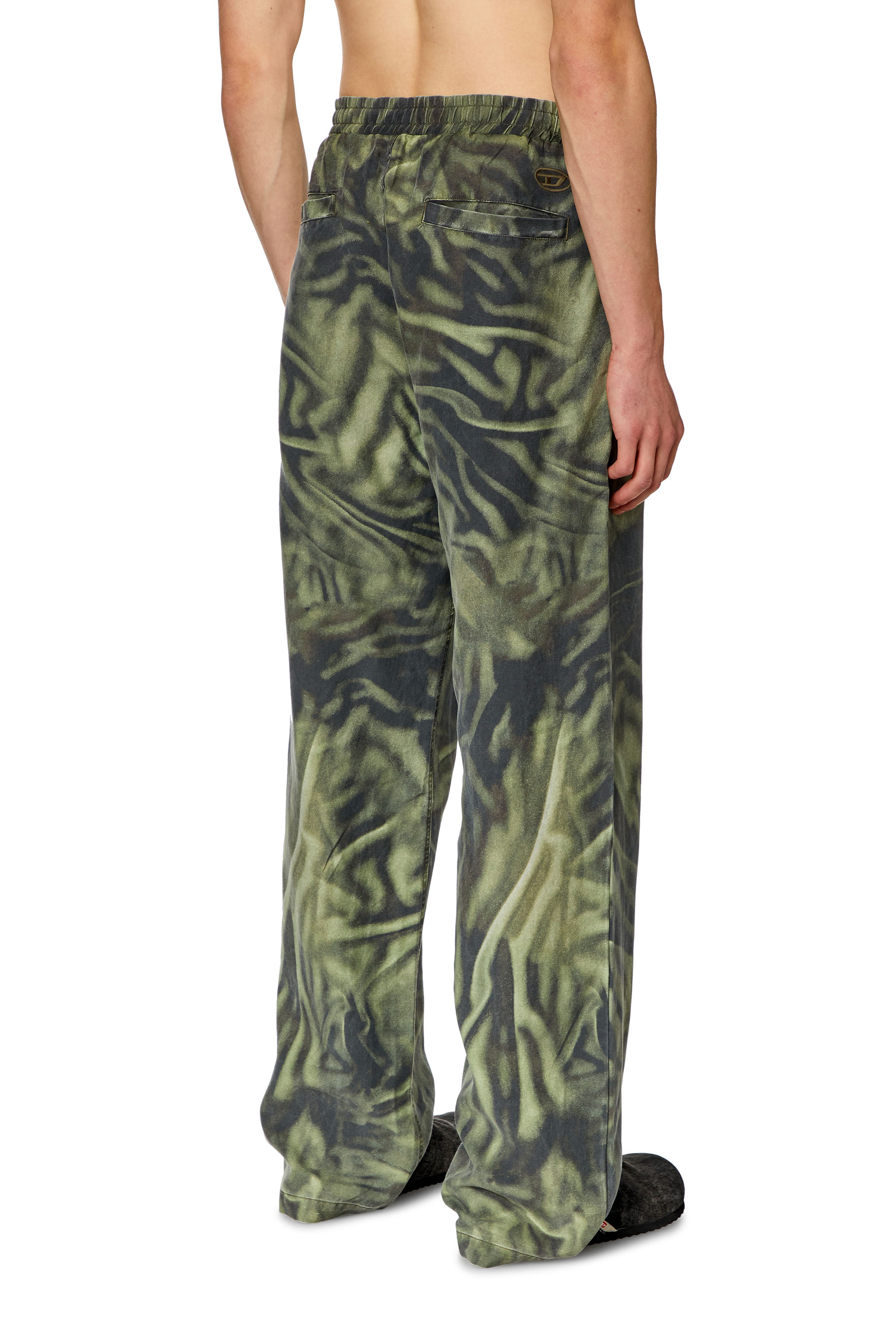 Diesel - P-GOLD-ZEBRA, Man's Twill pants with zebra-camo print in Military Green - 2