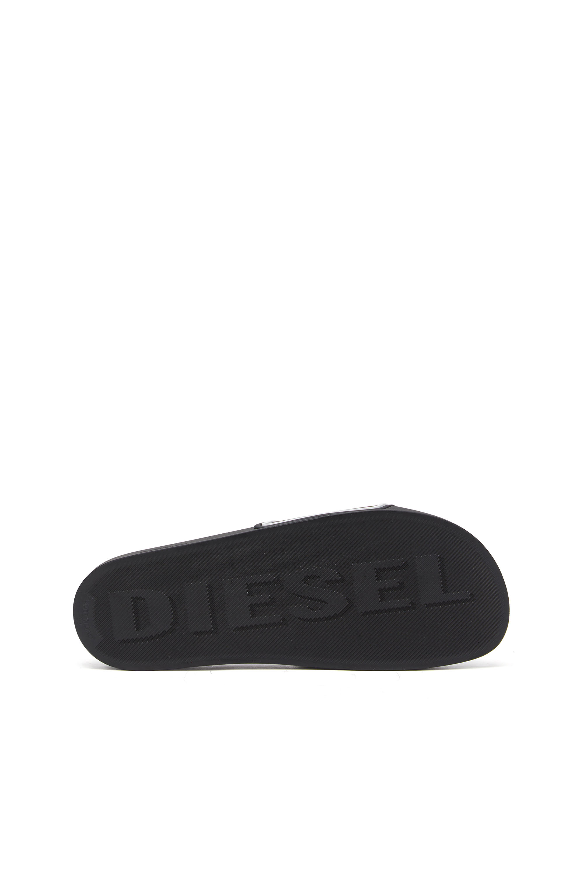 Diesel - SA-MAYEMI CC, Man's Sa-Mayemi-Pool slides with 3D logo in Black/White - 4