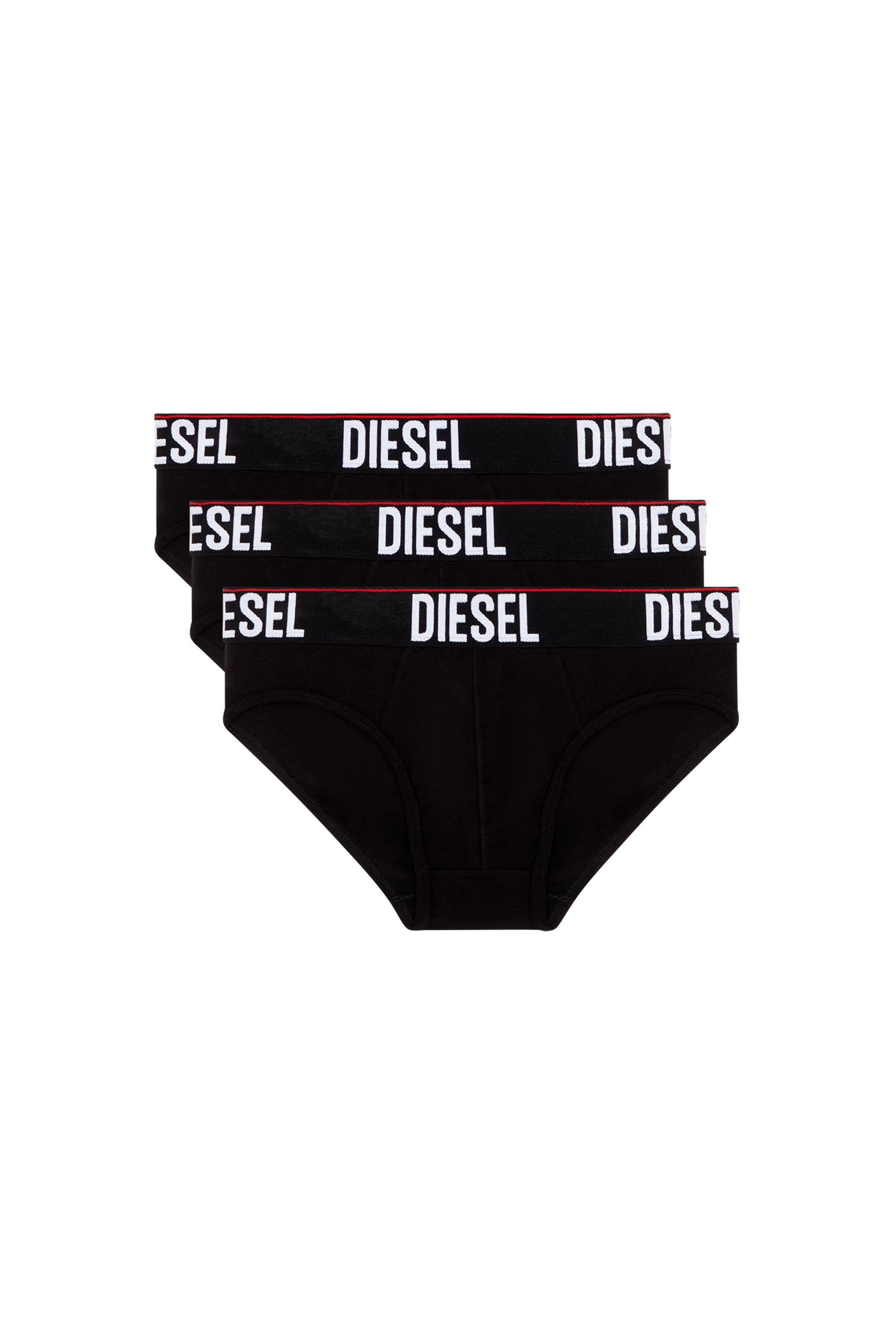 Diesel - UMBR-ANDRETHREEPACK, Man's Three-pack briefs with tonal waist in Black - 1