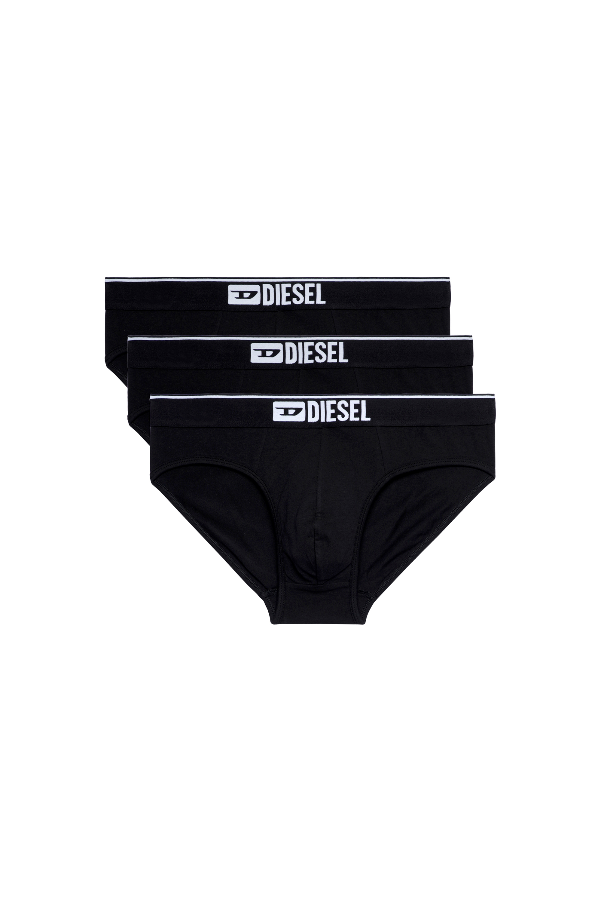 Diesel - UMBR-ANDRETHREEPACK, Man's Three-pack of plain logo briefs in Black - 1