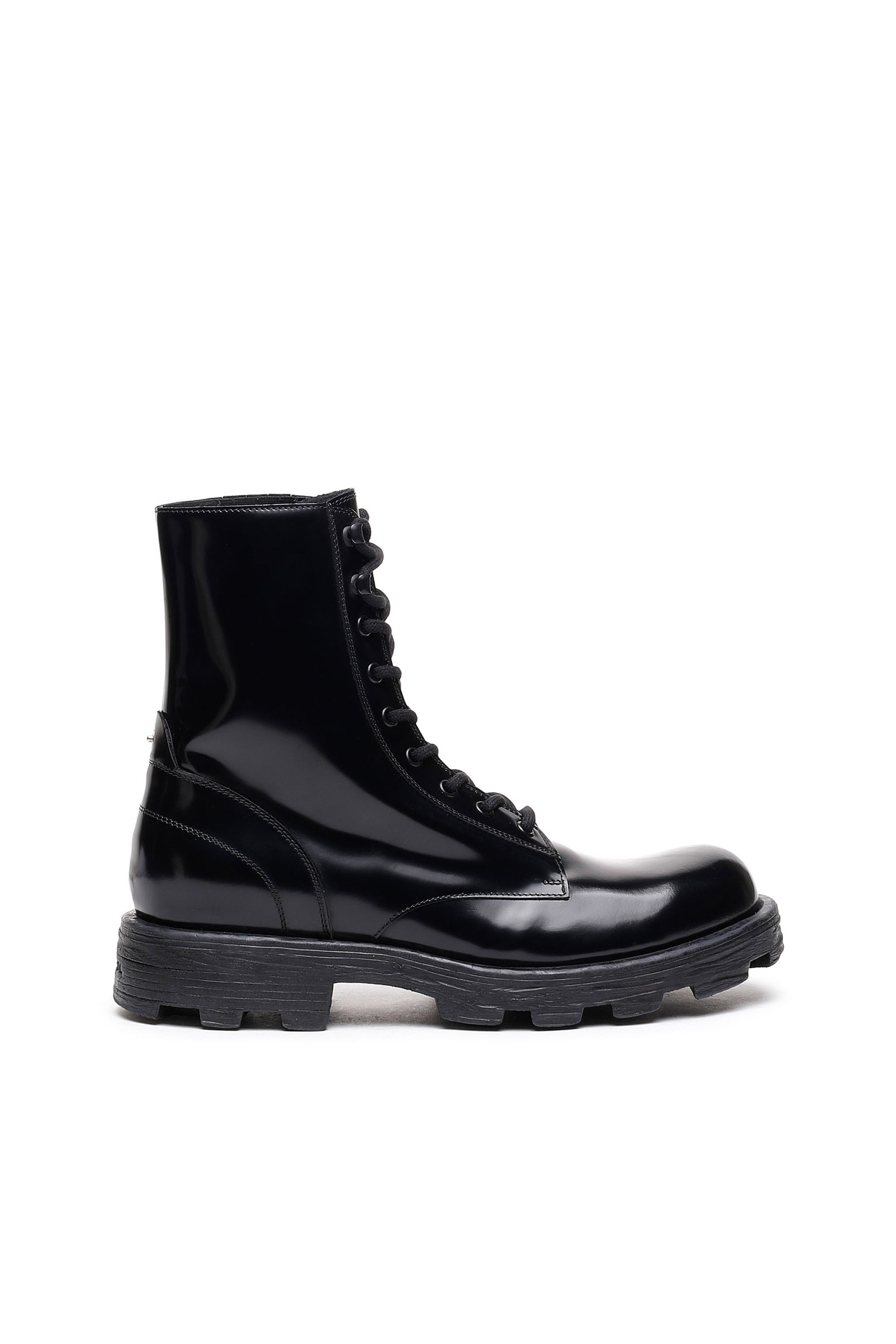 Diesel - D-HAMMER BT, Man's D-Hammer-Combat boots in glossed leather in Black - 1