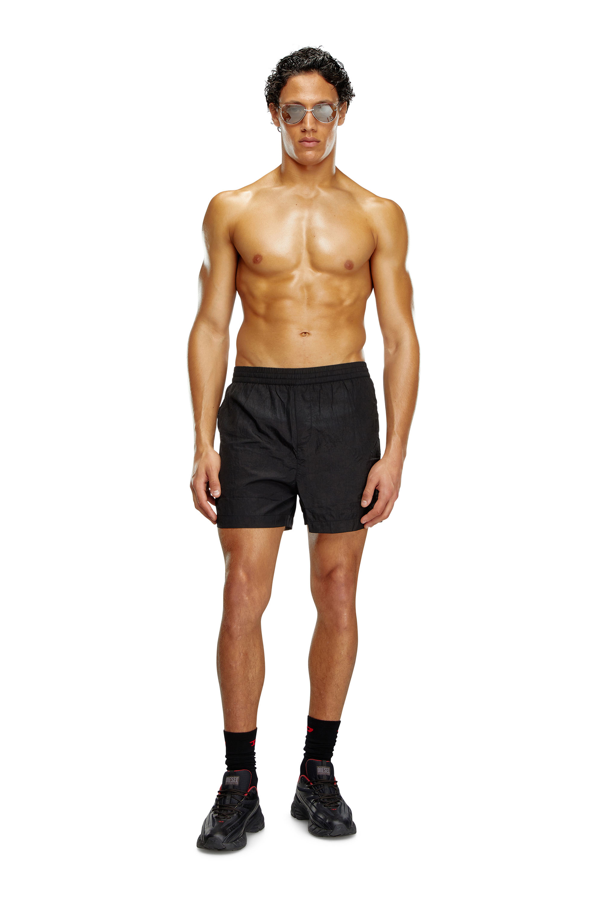 Diesel - BMBX-RIO-41CM-PARACHUTE, Man's Nylon board shorts in Black - 1