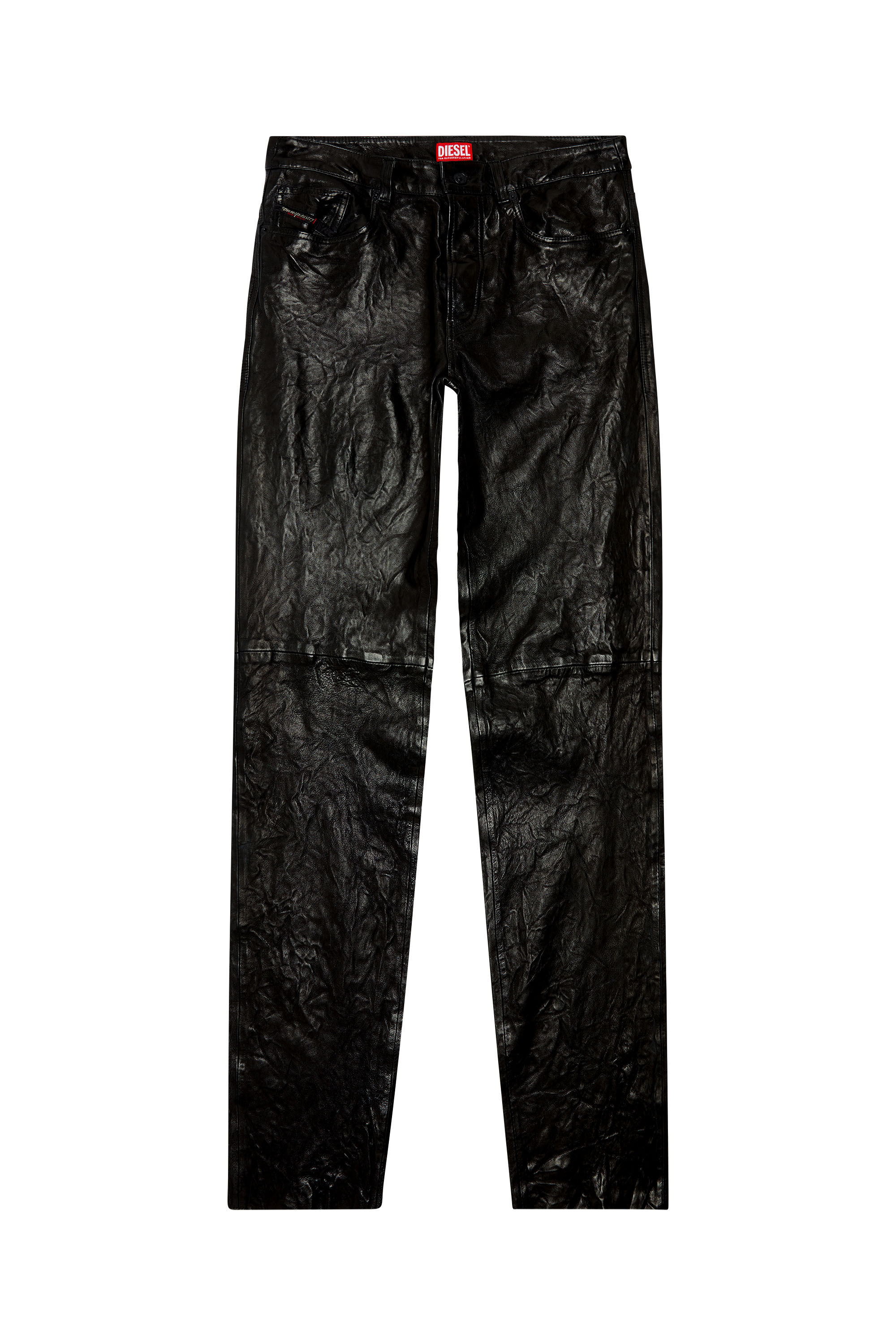 Diesel - P-MACS-LTH, Man's Textured waxed-leather pants in Black - 5