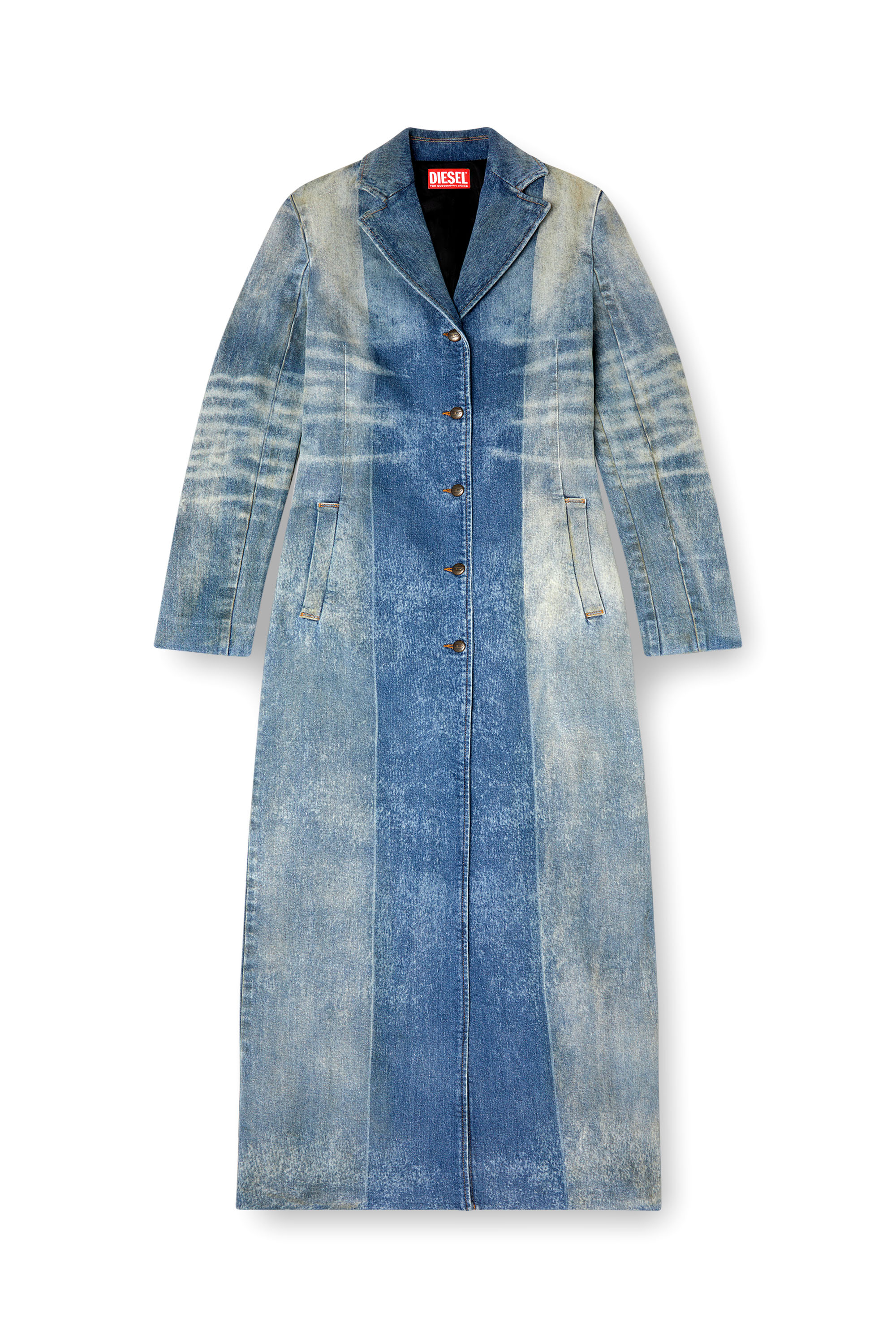 Diesel - DE-LAMOUR-FSF, Woman's Denim coat with solarised folds in Medium blue - 5