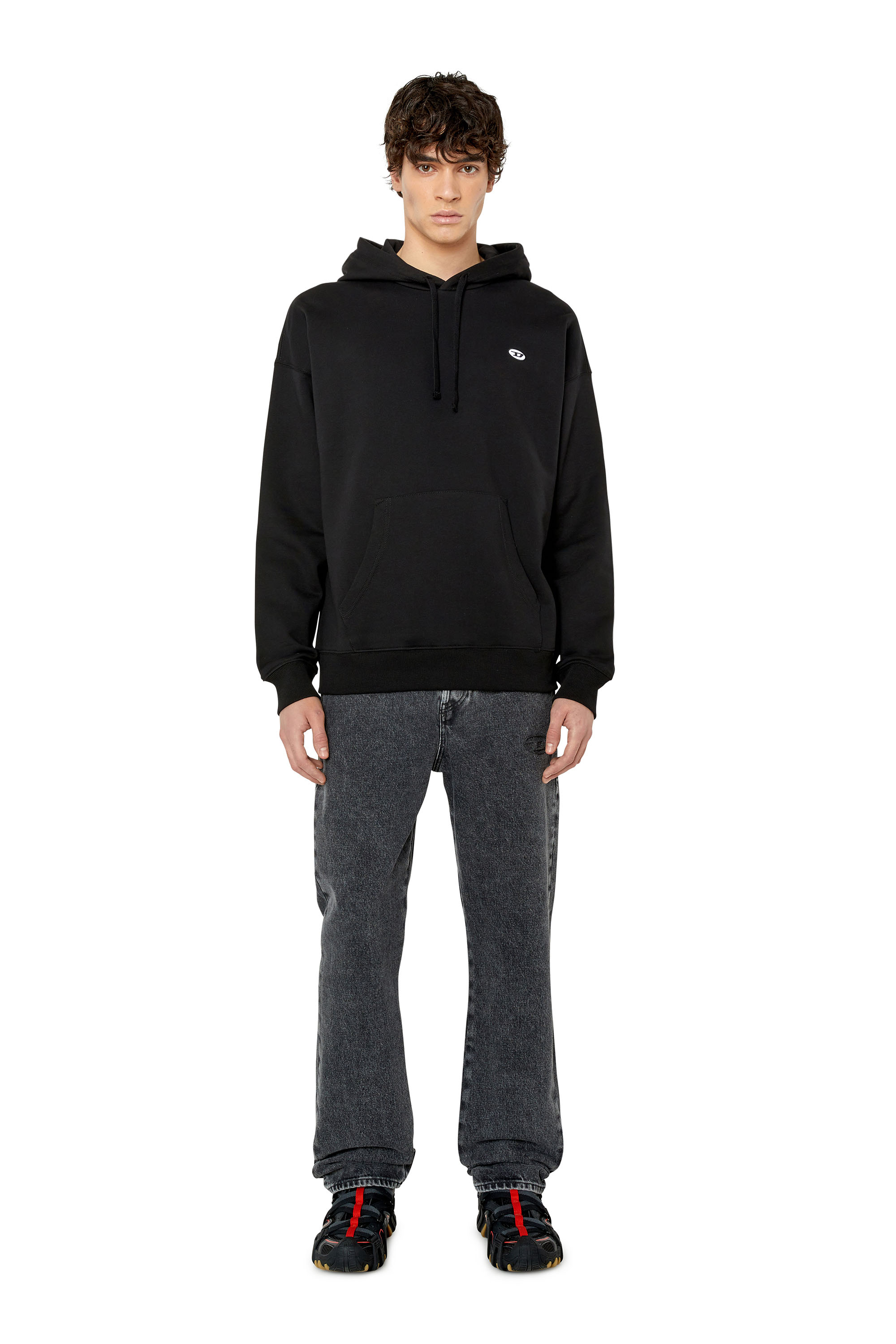 Diesel - S-ROB-HOOD-DOVAL-PJ, Sudadera con capucha con parche oval D Hombre in Negro - 2