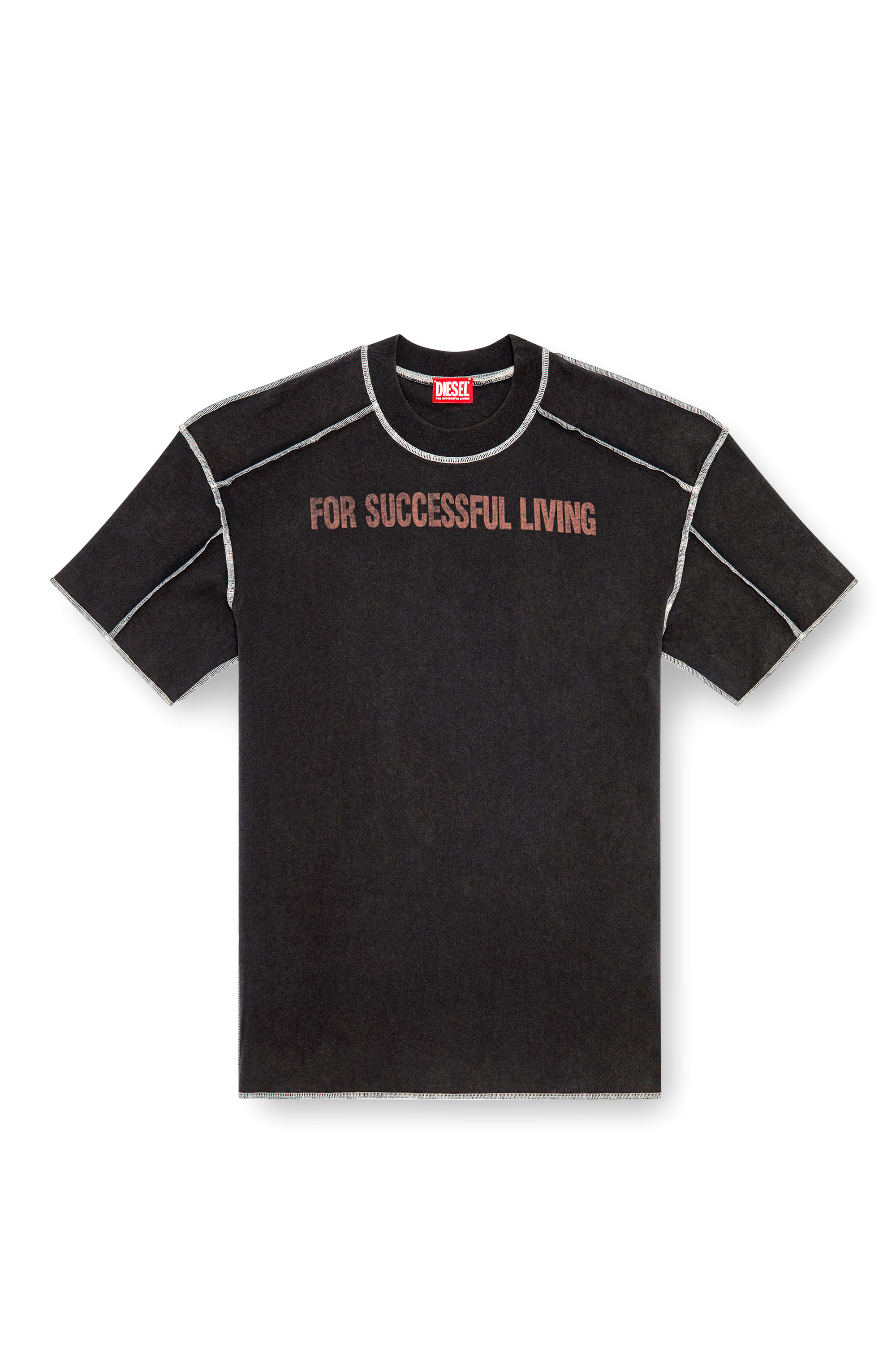 Diesel - T-CRAOR, Camiseta con efecto de revés Hombre in Negro - 4